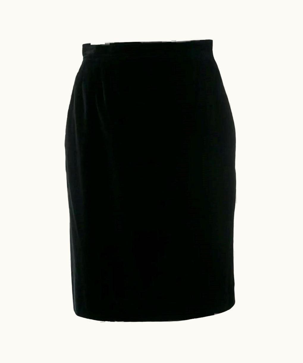 Saint Laurent 90s Yves Saint Laurent Vintage Black Silk Velvet Skirt