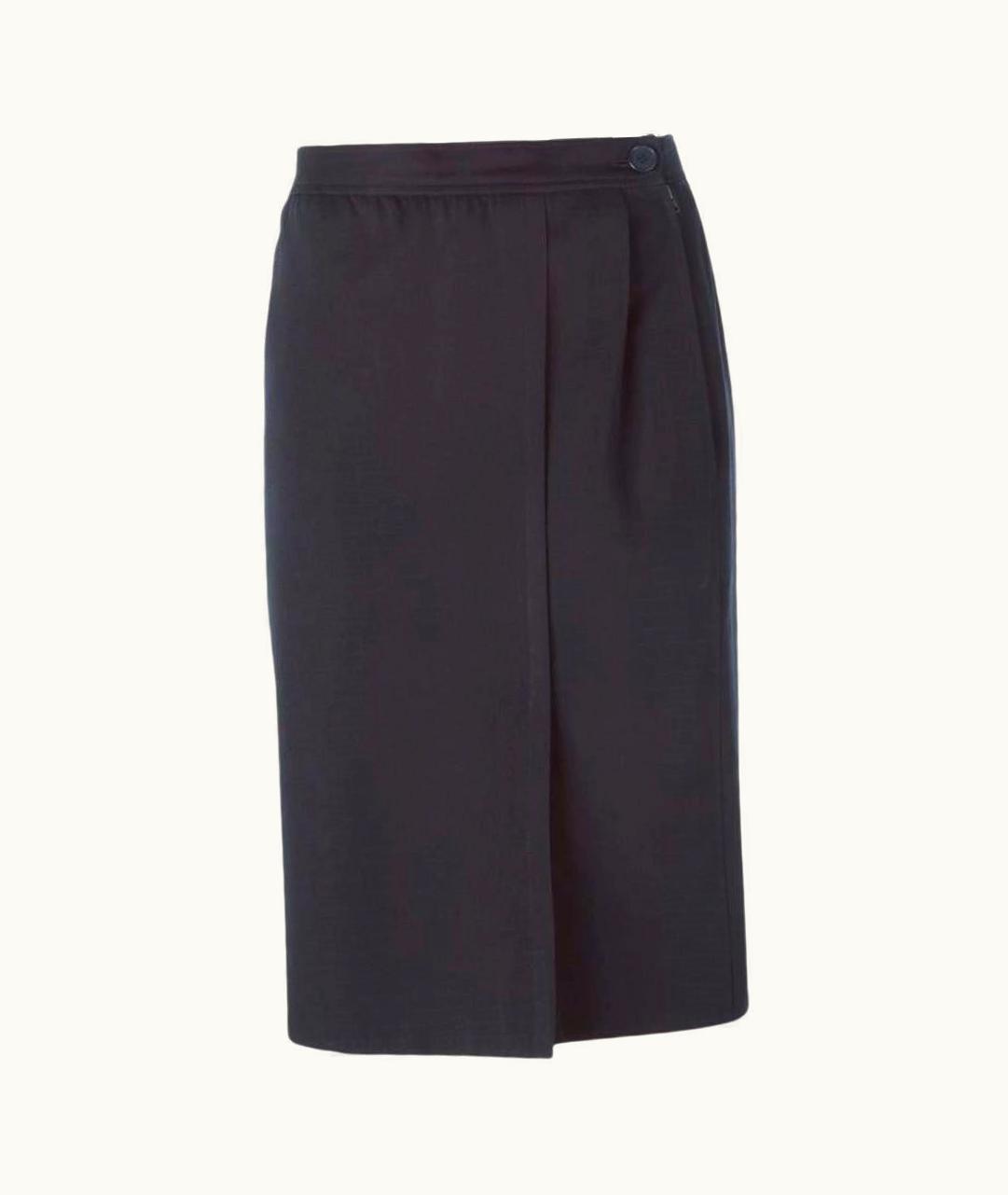 Saint Laurent 90s Yves Saint Laurent Vintage Blue Wool Midi Skirt