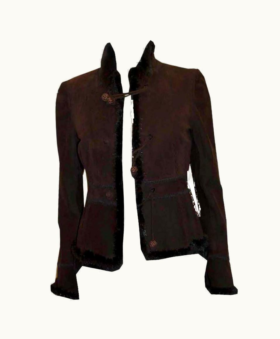 Saint Laurent Vintage Yves Saint Laurent Brown Suede Jacket With Detachable Fur Lining