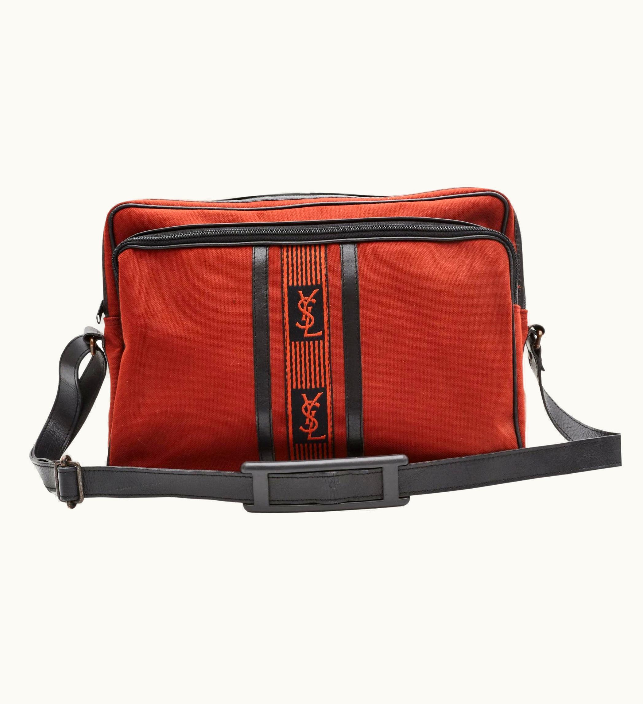 Saint Laurent Yves Saint Laurent Vintage Burgundy Tweed Tribal Messenger Book Bag