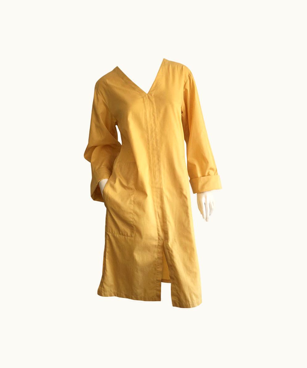 Saint Laurent Vintage Yves Saint Laurent ' Rive Gauche ' Yellow Cotton Tunic Dress YSL