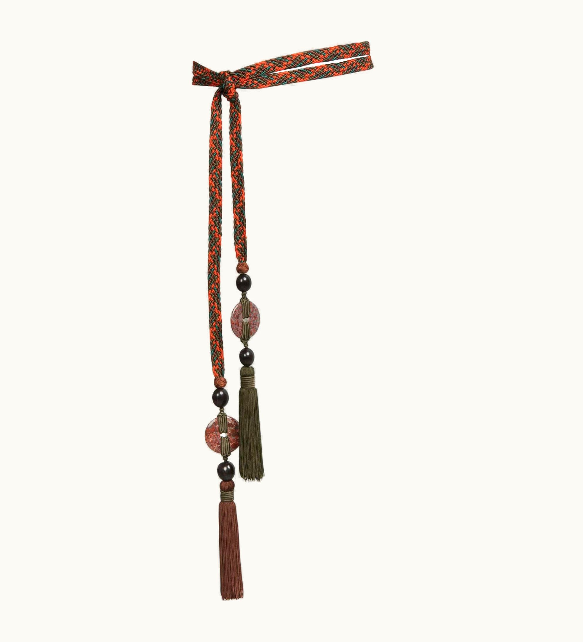 Saint Laurent Yves Saint Laurent Multicolored Braided Tassel And Beaded Belt YSL 1990s