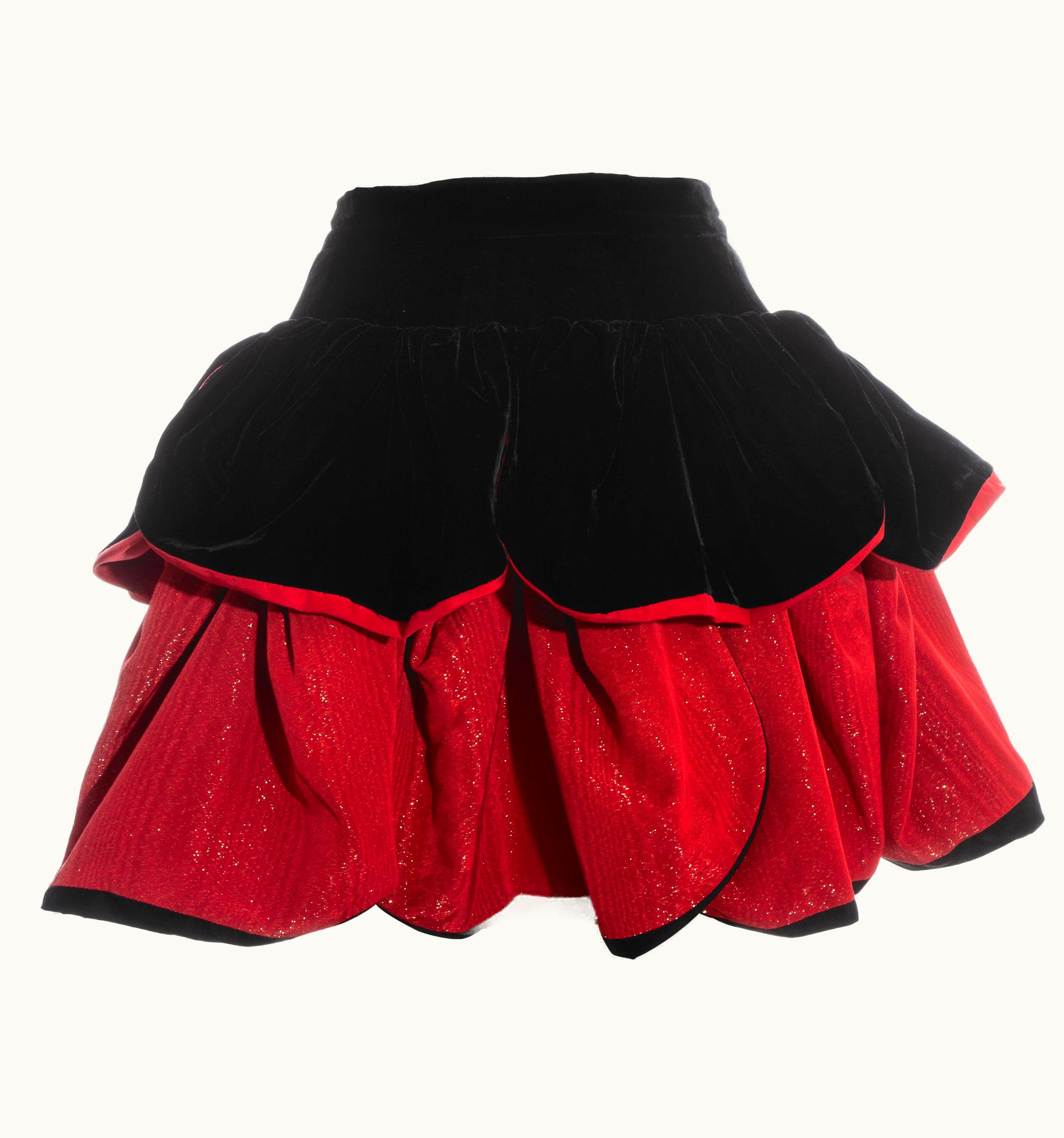 Saint Laurent Yves Saint Laurent Coral Moire Silk And Velvet Petal Skirt, AW 1994