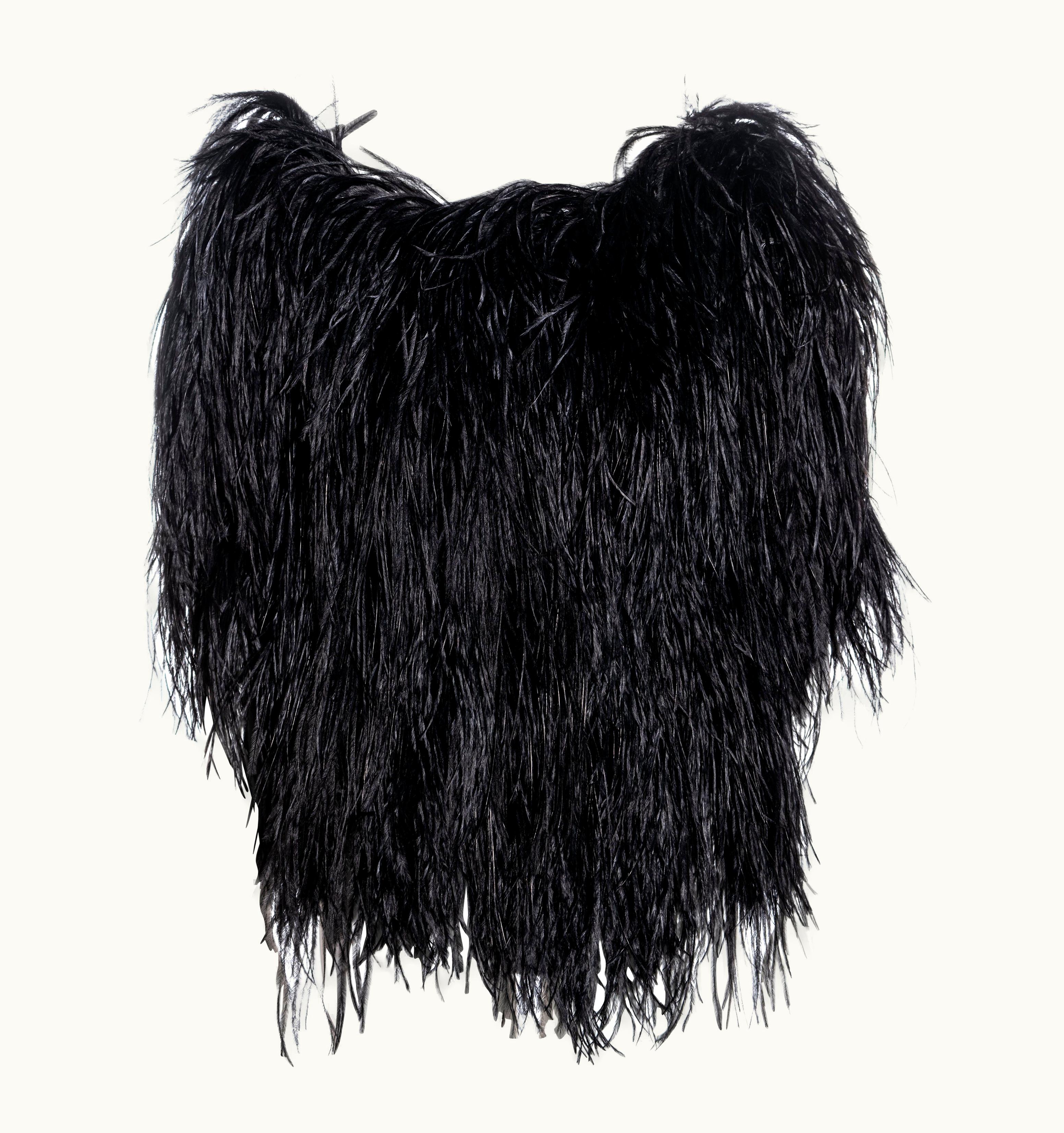 Saint Laurent Yves Saint Laurent By Alber Elbaz Black Ostrich Feather Top, AW 1999