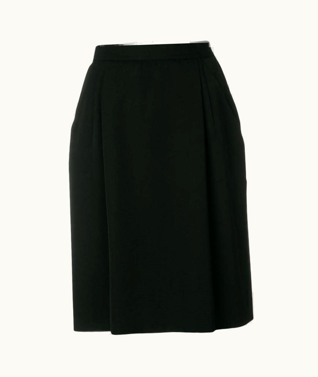 Saint Laurent 90s Yves Saint Laurent Vintage Black Silk High-waist Straight Skirt