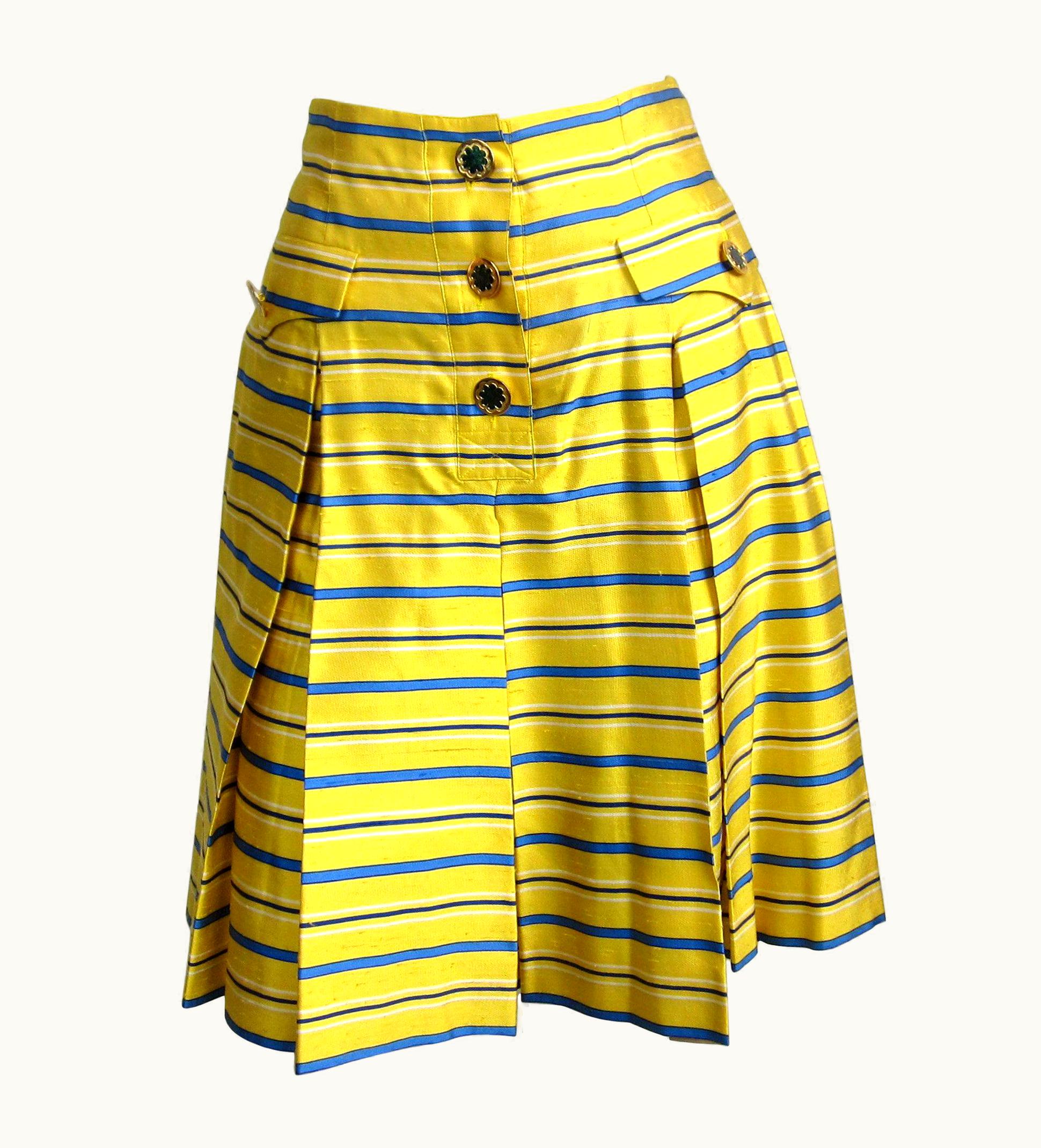 Saint Laurent 1990s Yves Saint Laurent Silk Dupioni Pleated Skirt