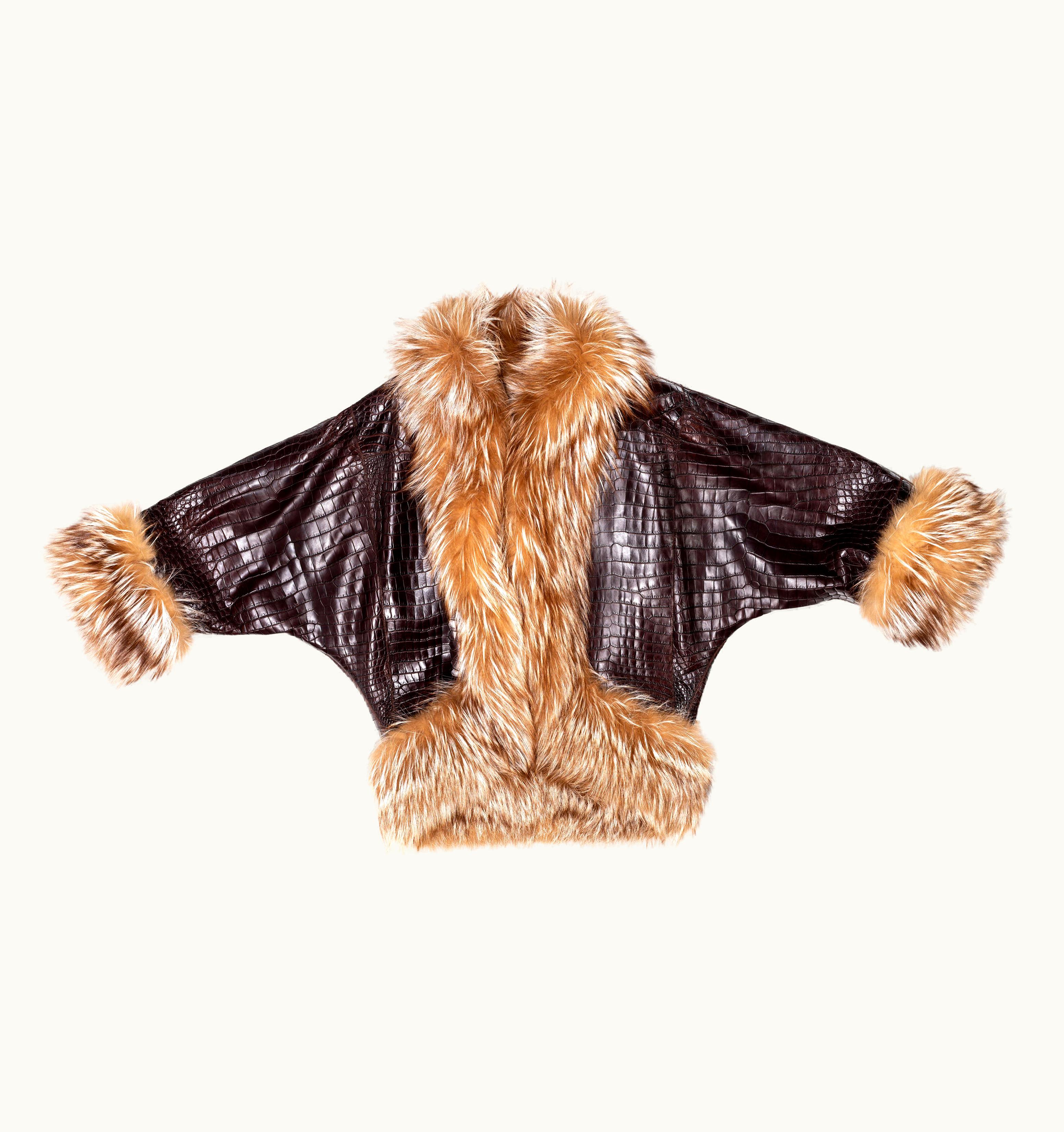 Saint Laurent Yves Saint Laurent Haute Couture Brown Crocodile And Fox Fur Jacket, AW 1999