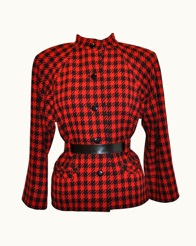 Saint Laurent Yves Saint Laurent Black & Red Checkered Jacket