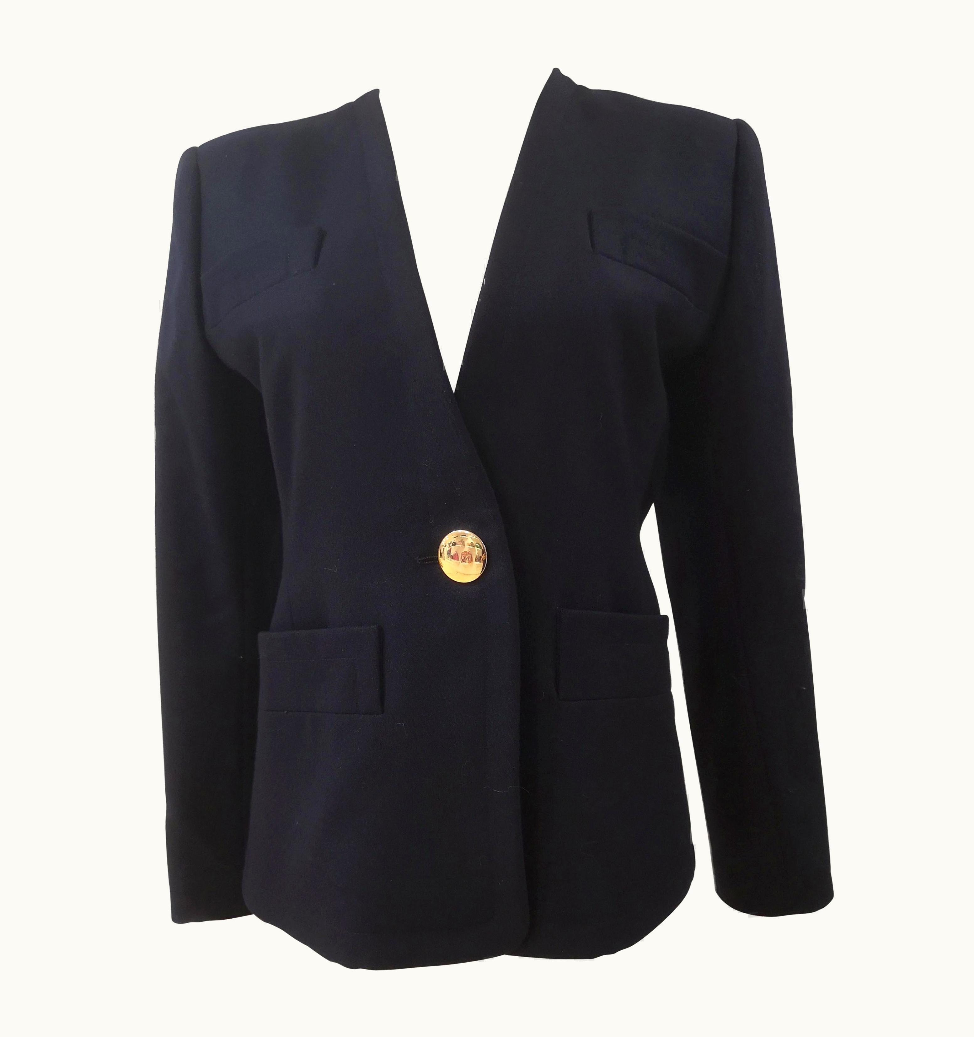 Saint Laurent Yves Saint Laurent Blue Wool Gold Buttons Jacket