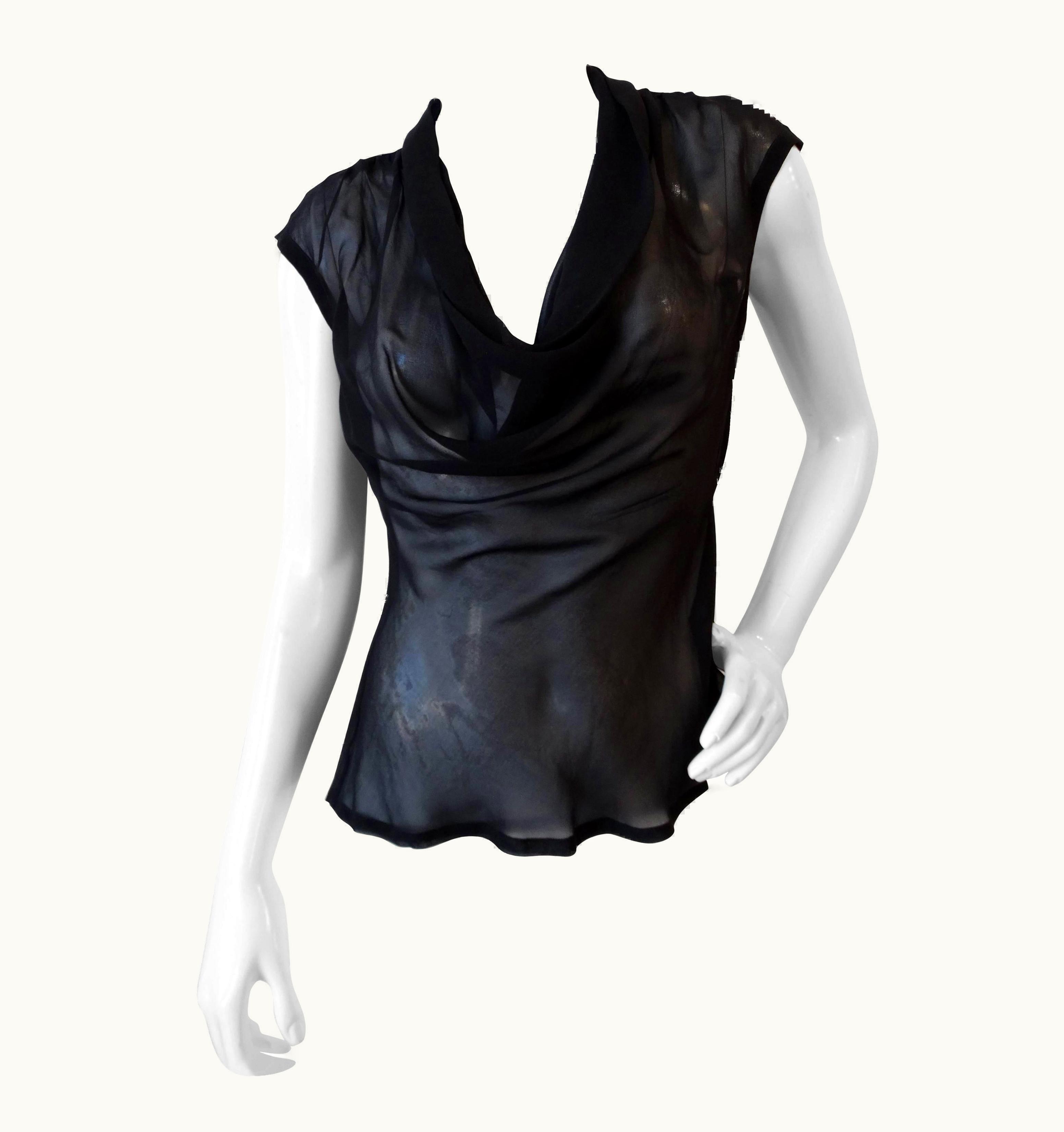 Saint Laurent Yves Saint Laurent Cowl Neck Sheer Top, 1990s
