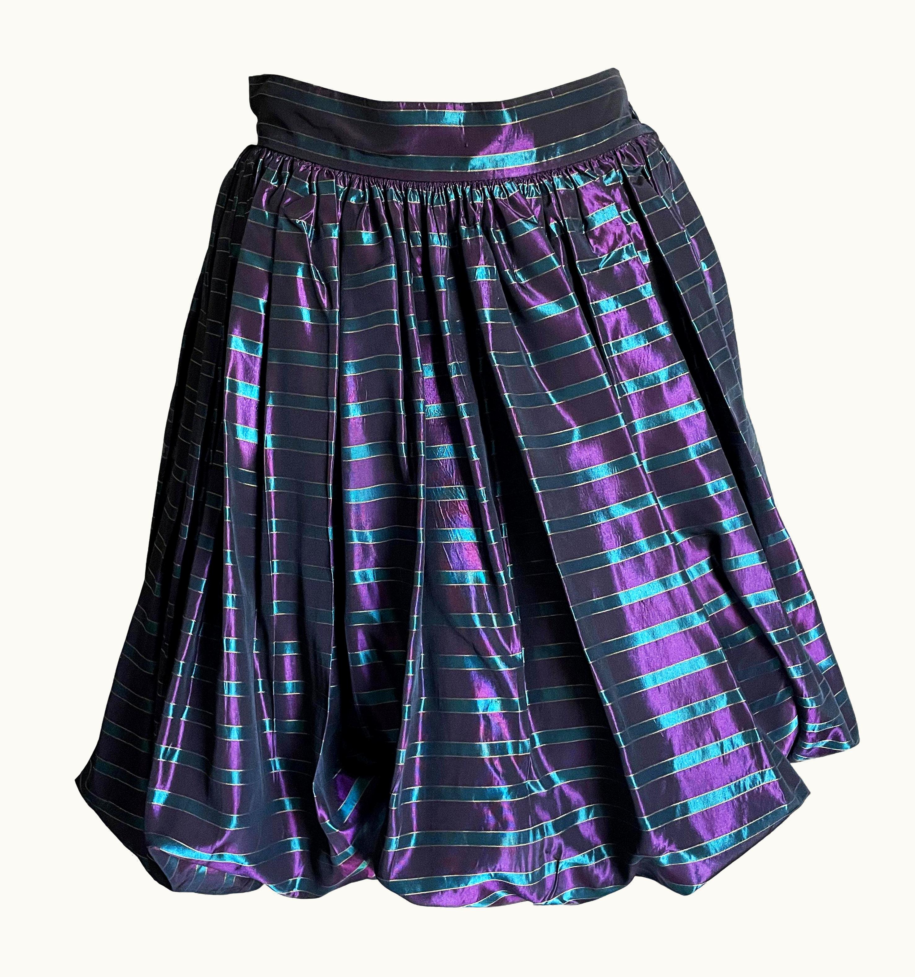 Saint Laurent Yves Saint Laurent Skirt Bubble Or Puff Style Metallic Stripes Vintage