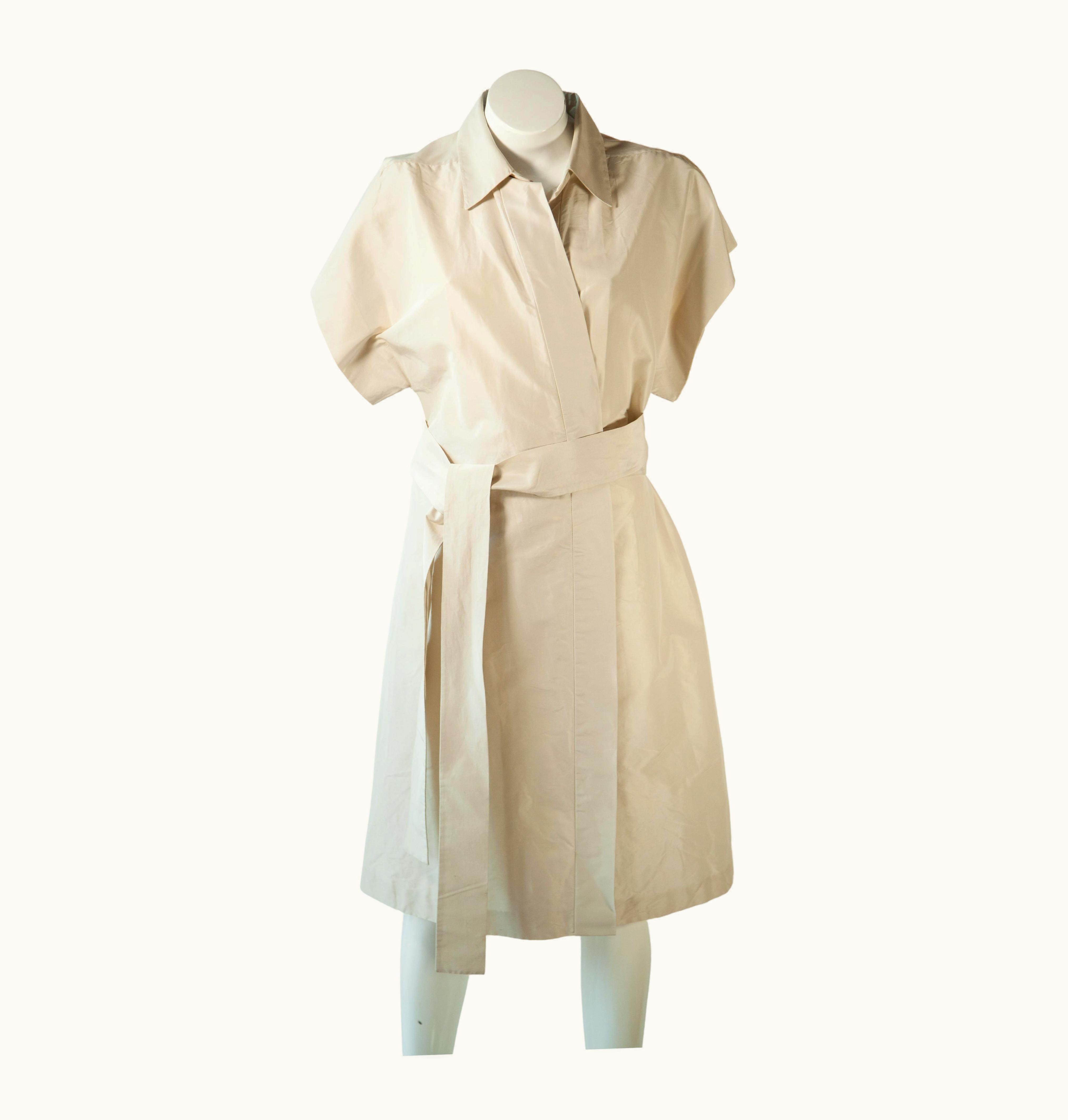 Saint Laurent Yves Saint Laurent Rive Gauche White Crepe Wrap Dress