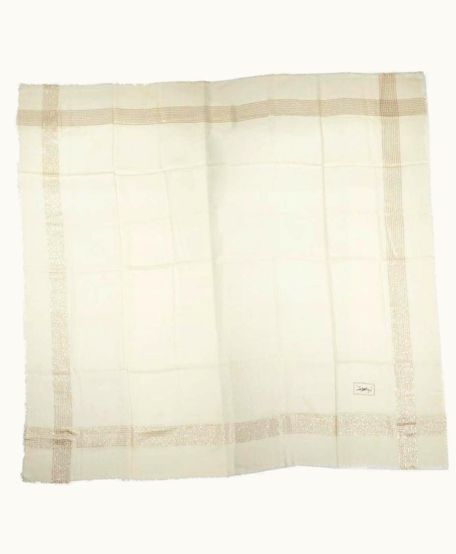 Saint Laurent Vintage Yves Saint Laurent Iconic Lurex Off White Shawl