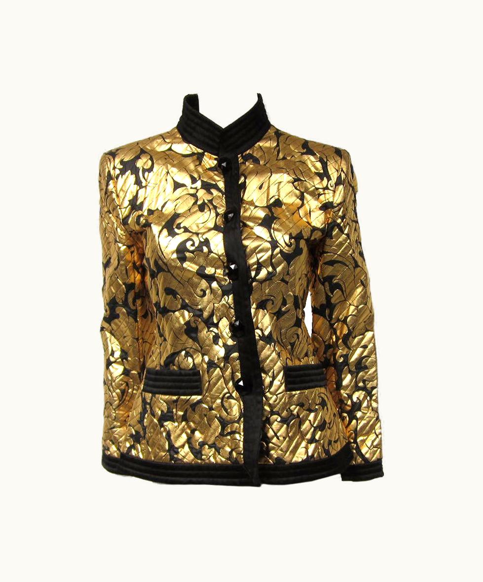 Saint Laurent Yves Saint Laurent Jacket Gold & Black Silk Evening Jacket 38 YSL