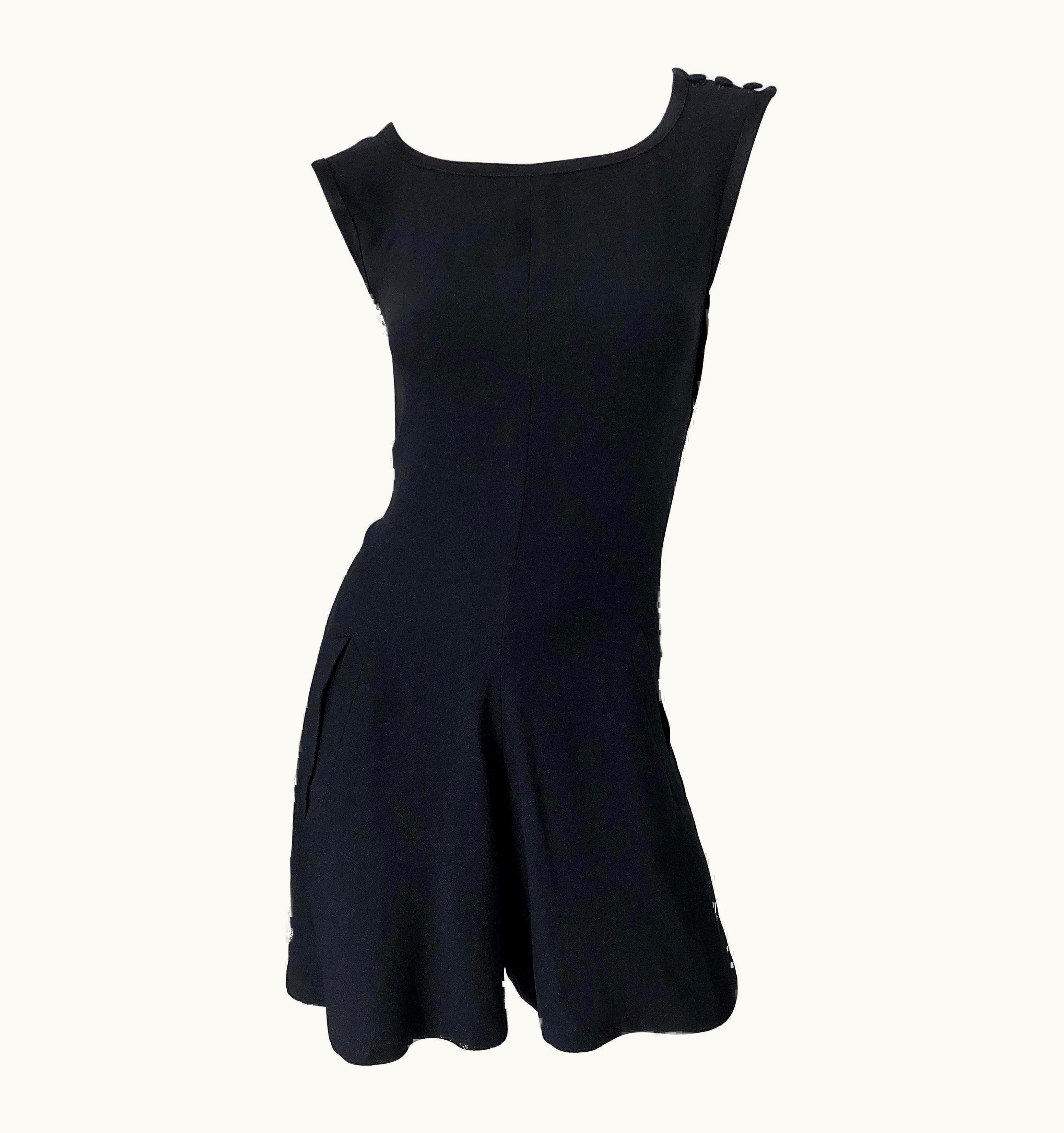 Saint Laurent Vintage Yves Saint Laurent Romper Black Rayon Sleeveless 1990s One Piece 90s