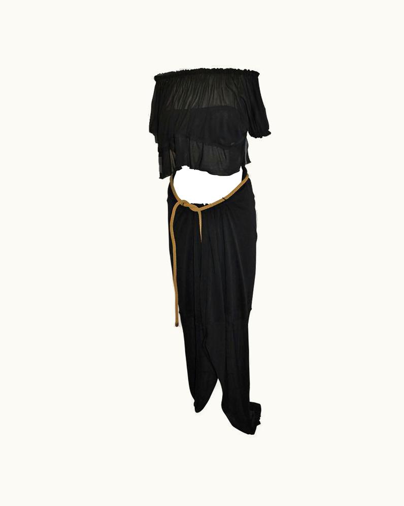 Saint Laurent Yves Saint Laurent Black Silk Jersey Asymmetrical Draped Maxi Dress