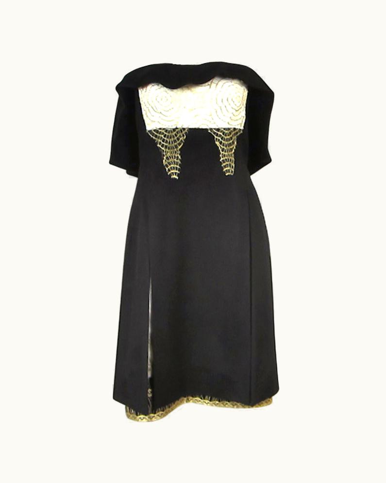 Saint Laurent Yves Saint Laurent YSL Strapless Cashmere Little Black Dress 1990s