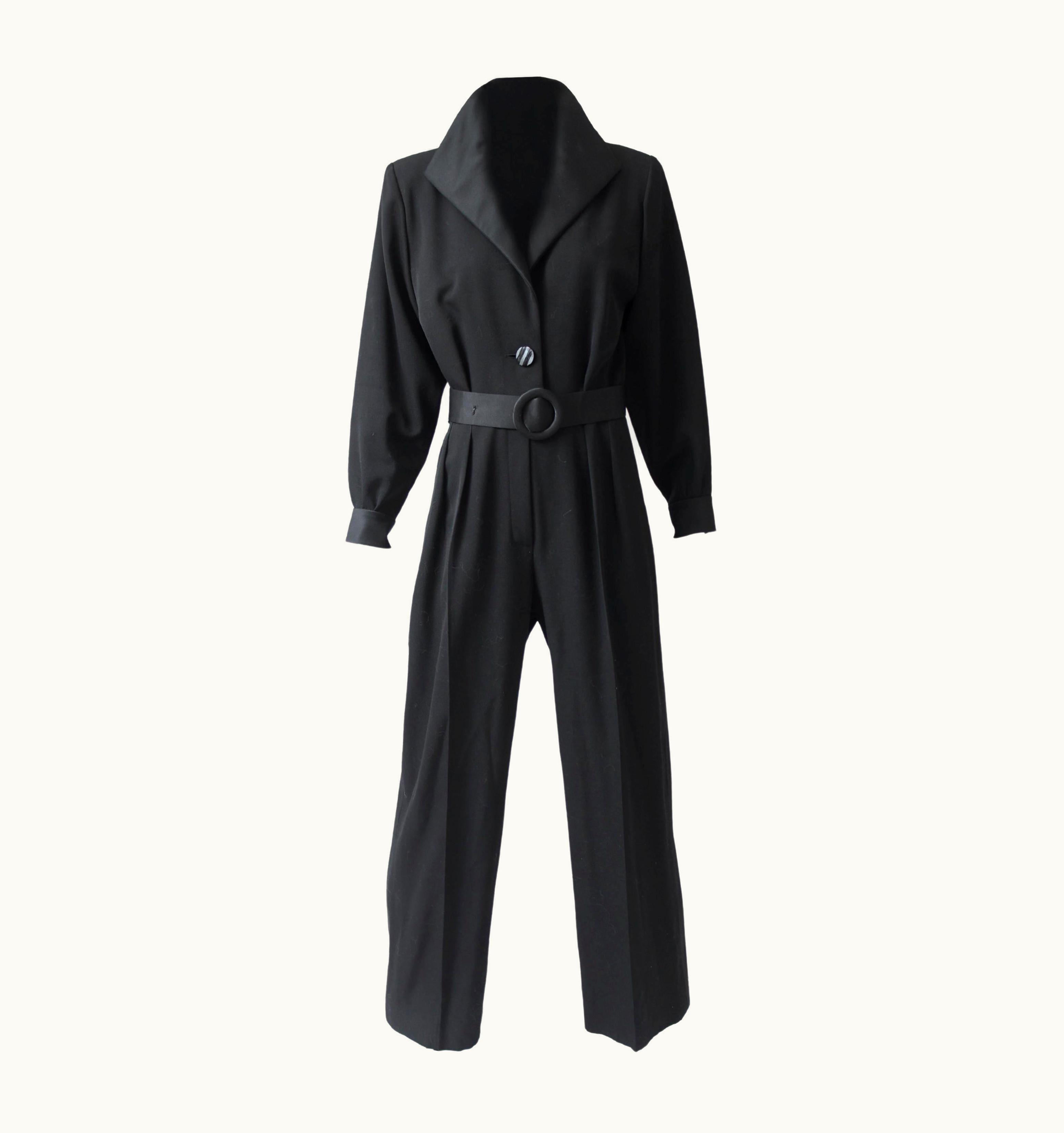 Saint Laurent 90s Yves Saint Laurent Jumpsuit Rive Gauche Black Wool Tuxedo Le Smoking
