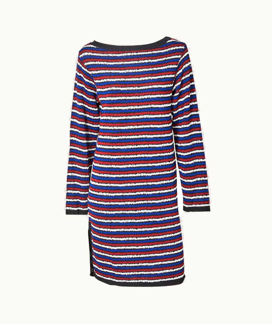 Saint Laurent Yves Saint Laurent Rive Gauche Horizontal Stripe Long Sleeve Shift