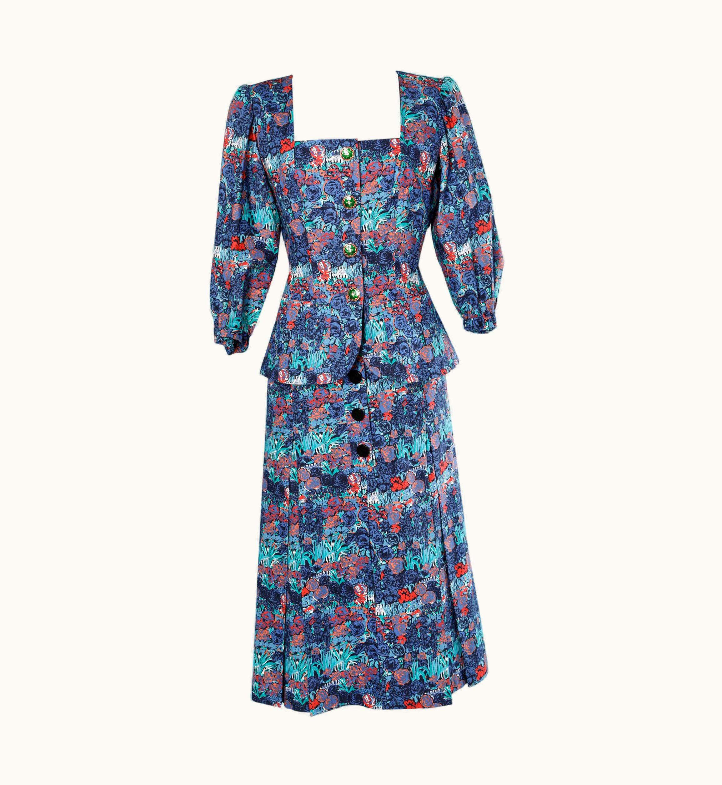 Saint Laurent Skirt-suit With Flower Print Yves Saint Laurent Rive Gauche