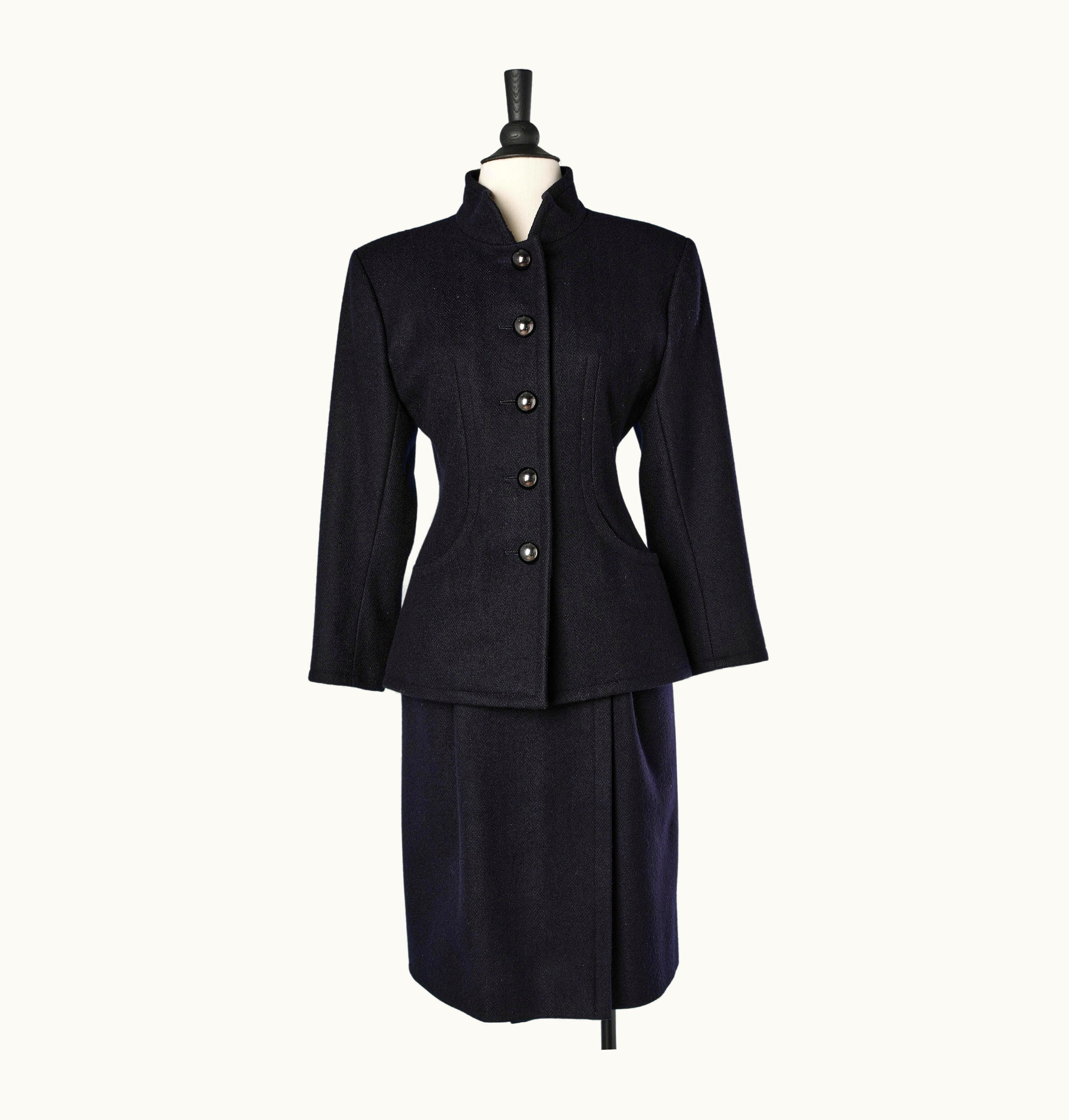 Saint Laurent Black Wool And Cashmere Skirt-suit Yves Saint Laurent Rive Gauche