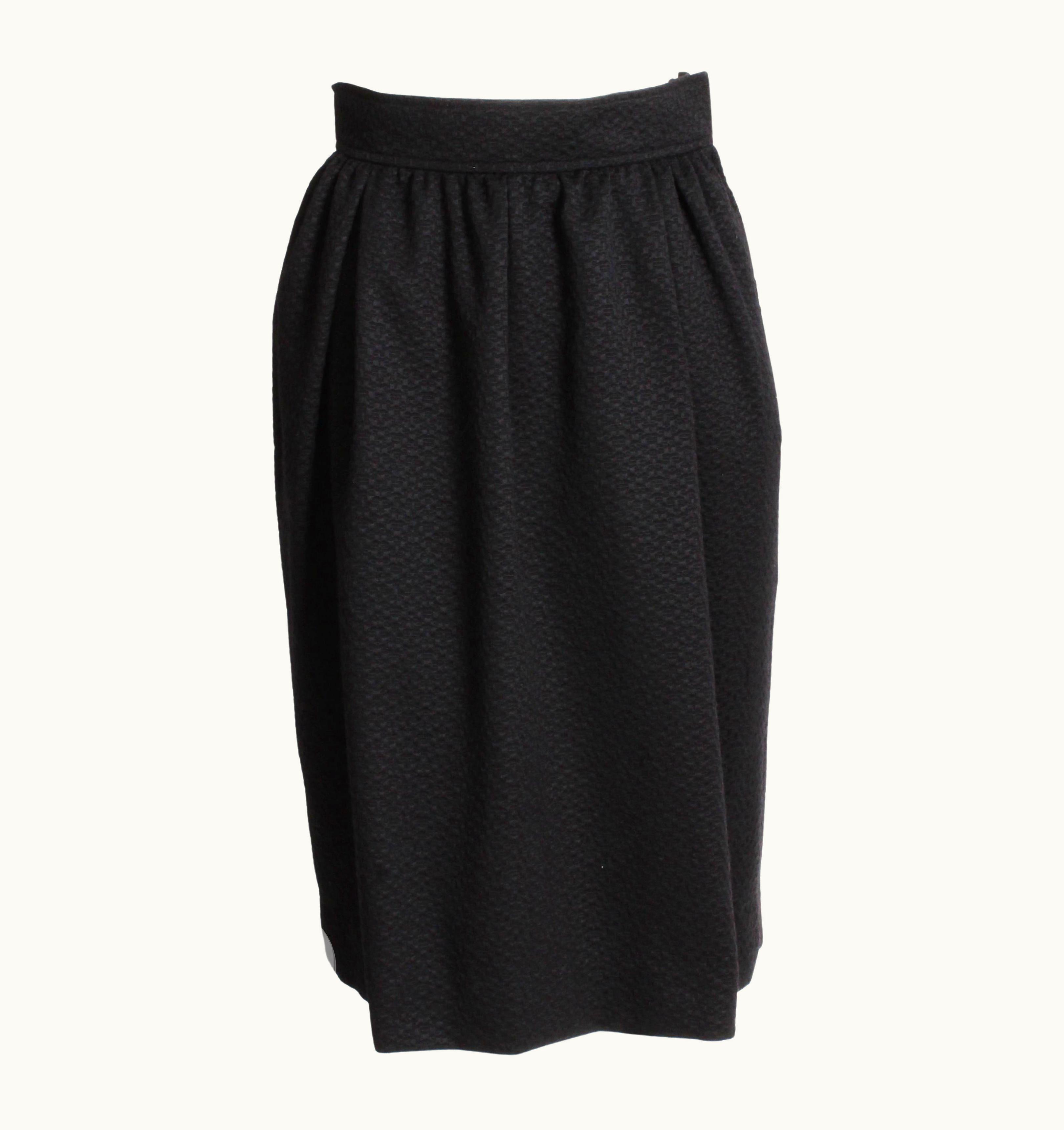 Saint Laurent Yves Saint Laurent Skirt Pencil Black Textured Knit YSL Rive Gauche 90s