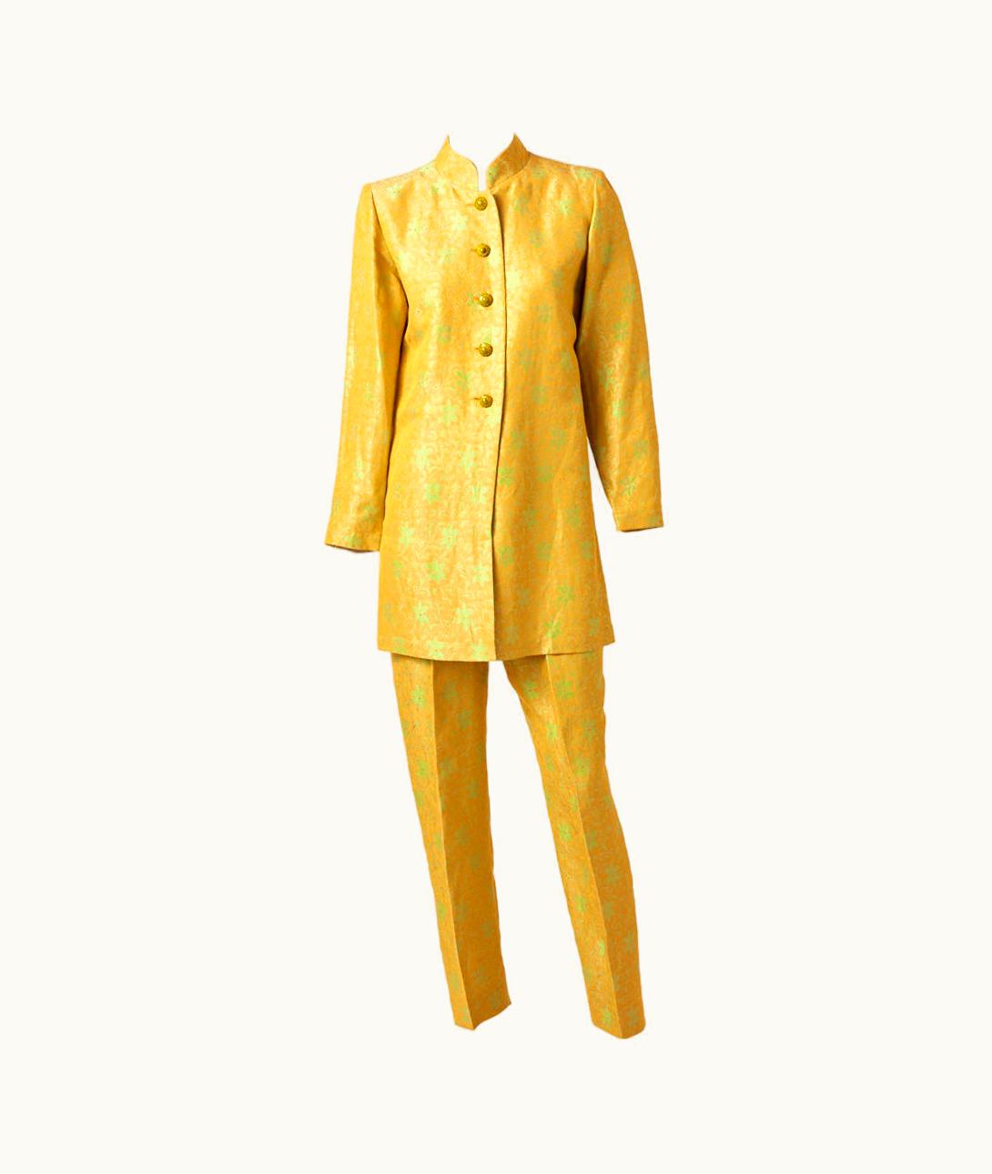 Saint Laurent Yves Saint Laurent Floral Silk Tunic And Pant Ensemble