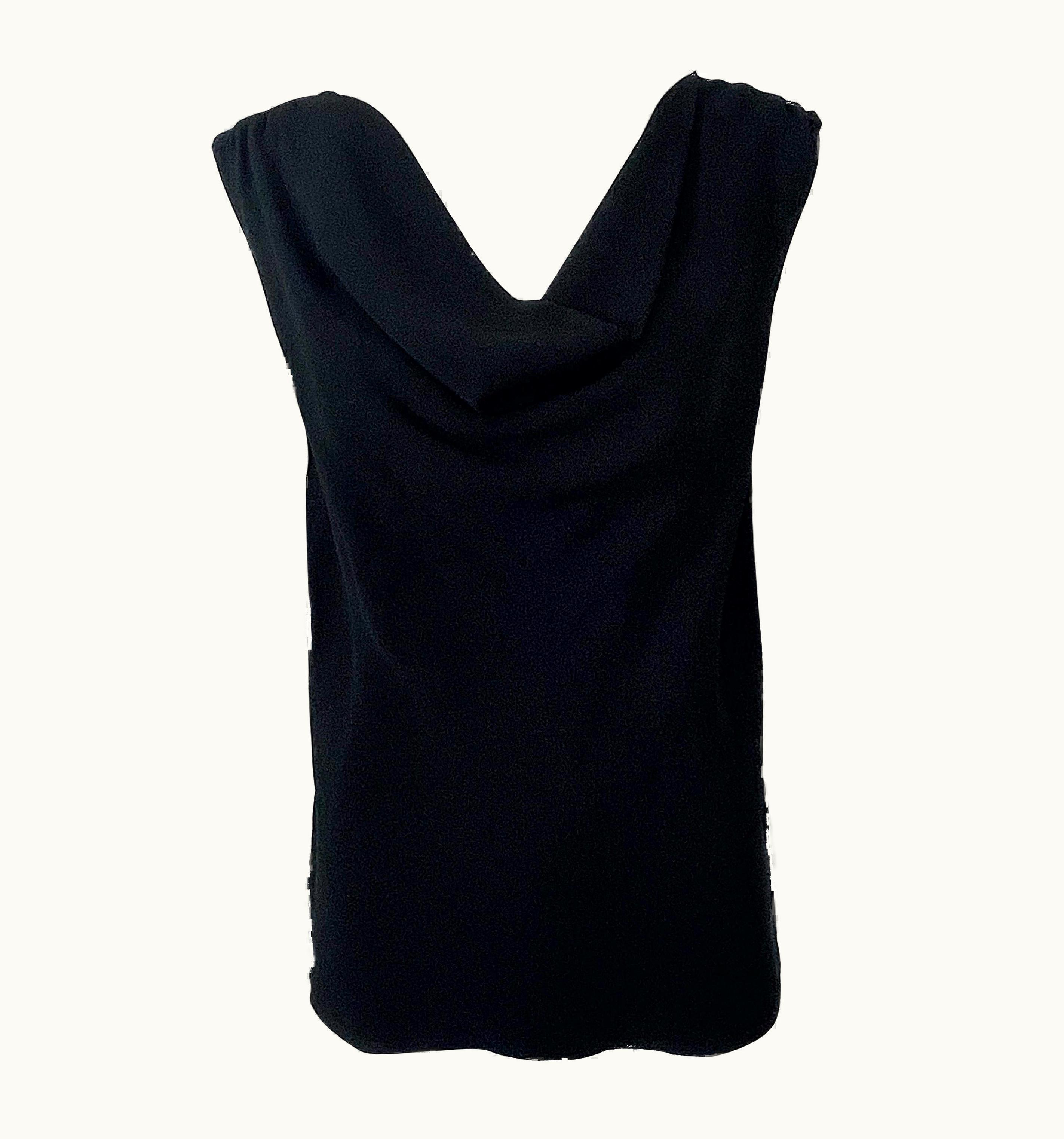 Saint Laurent Yves Saint Laurent Rive Gauche 1990s Black Rayon Draped Vintage 90s Top Blouse
