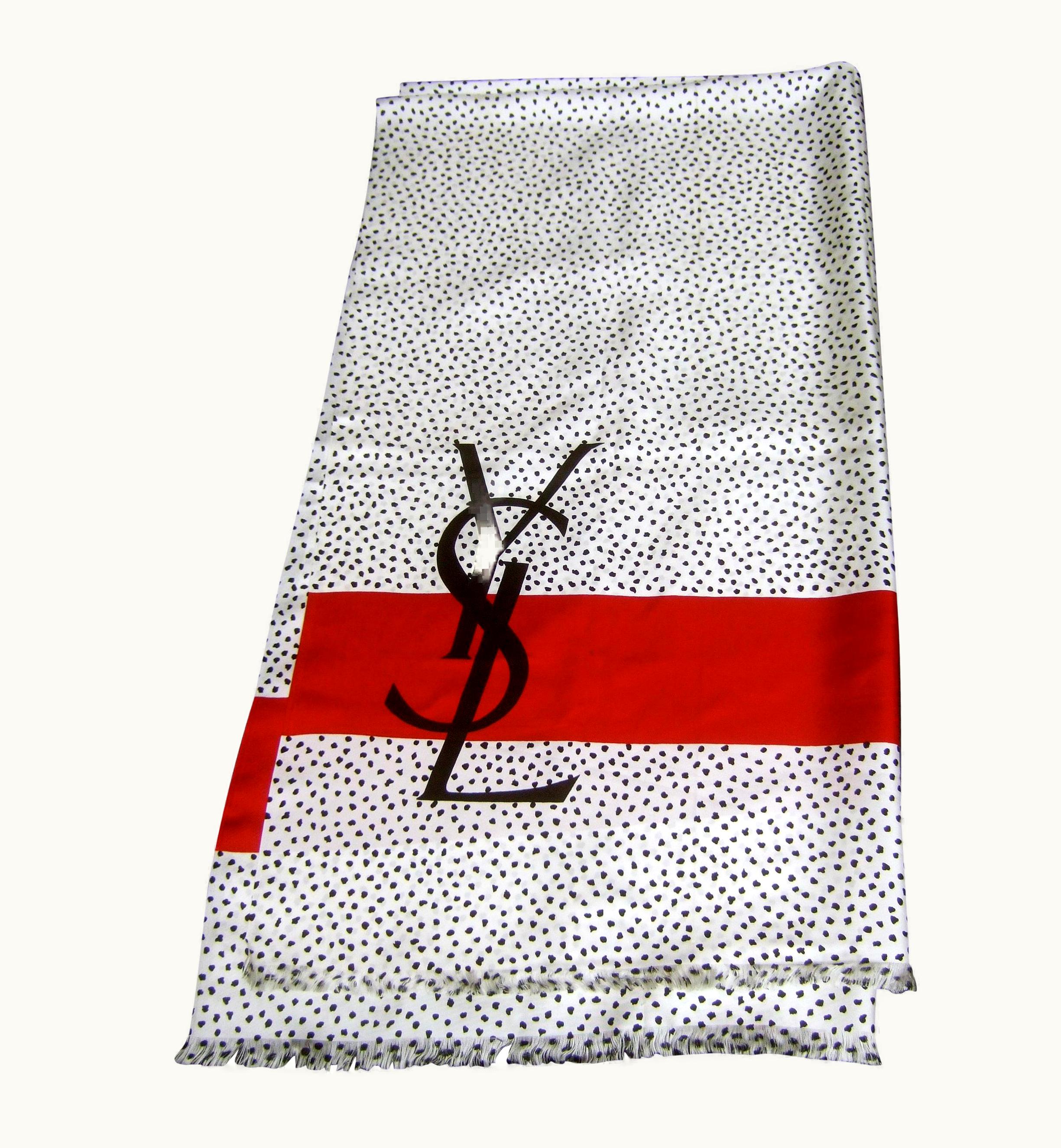 Saint Laurent Yves Saint Laurent Large Scale Silk Shawl Scarf 69.5 36.5 In C 1990s