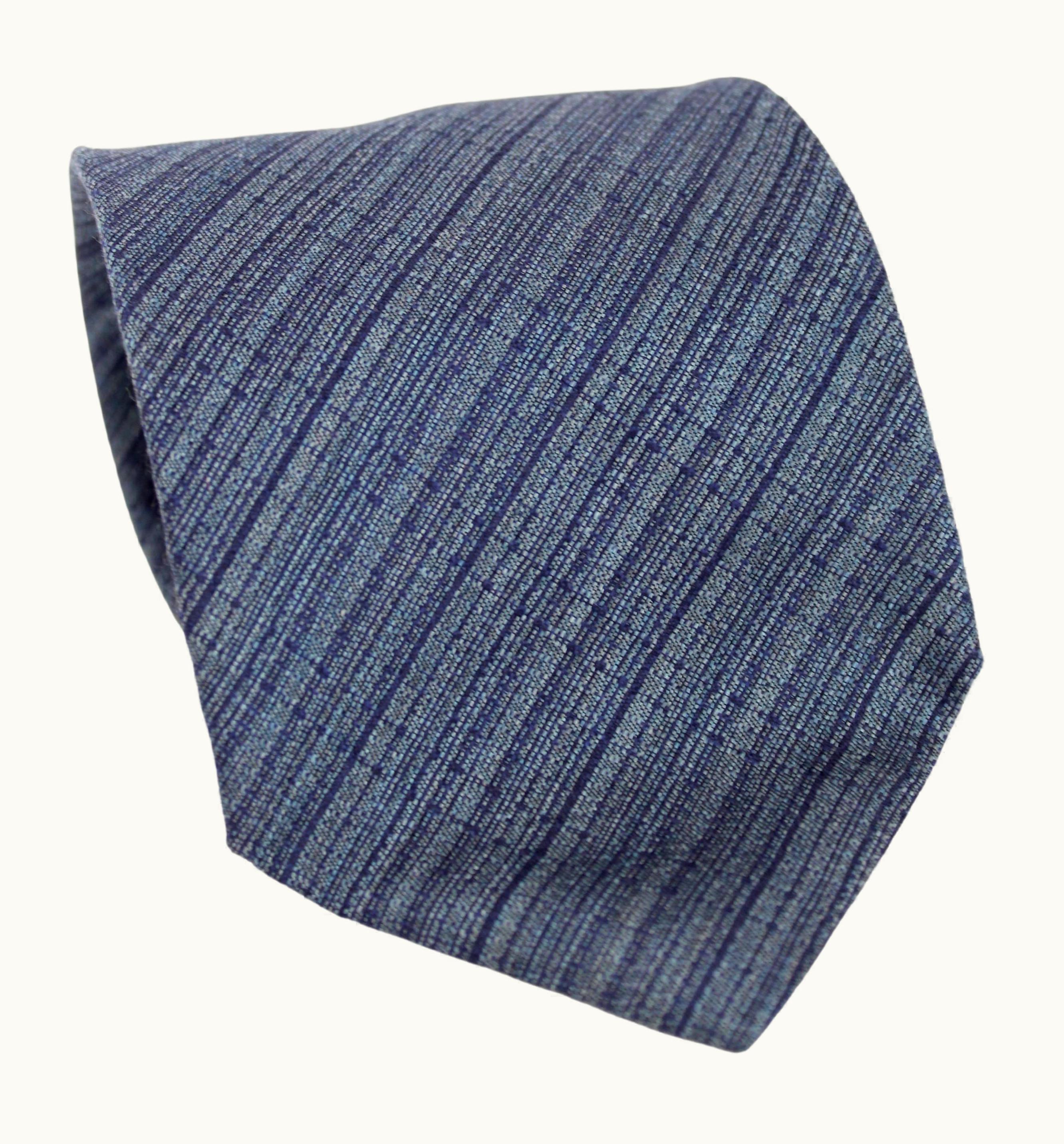 Saint Laurent Yves Saint Laurent Rive Gauche Blue Gray Silk Tie