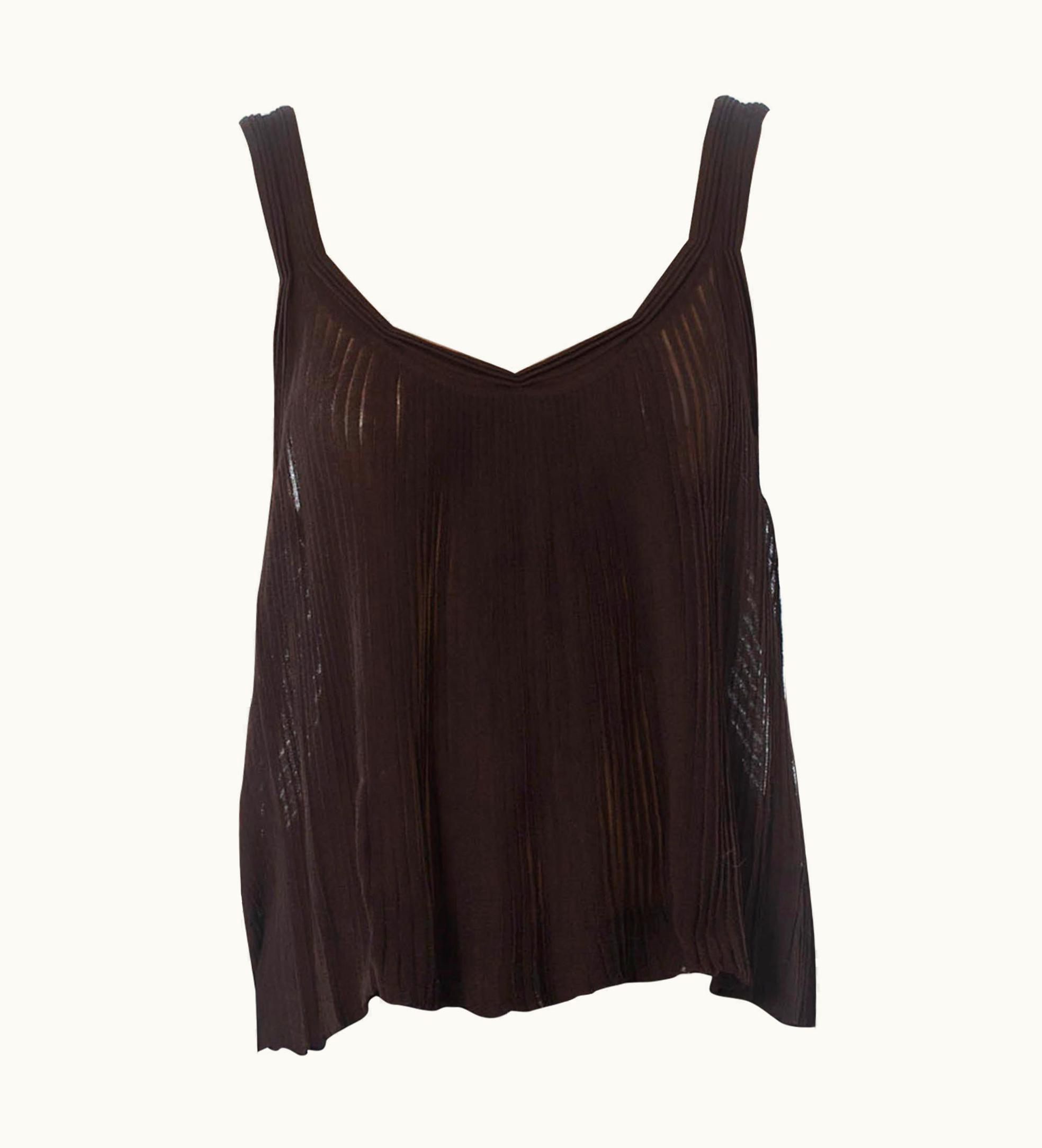Saint Laurent 1990s Tom Ford For Yves Saint Laurent Chocolate Brown Knit Semi Sheer Pleated C