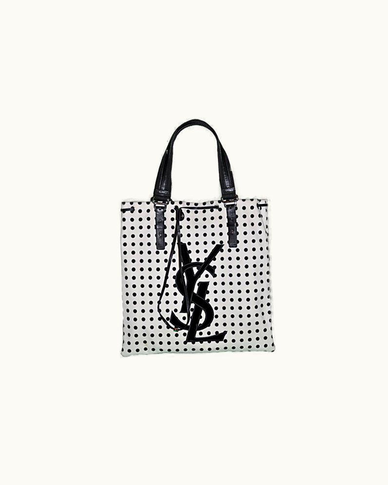 Saint Laurent Yves Saint Lauren Rive Gauche Canvas With Leather Detailing Tote