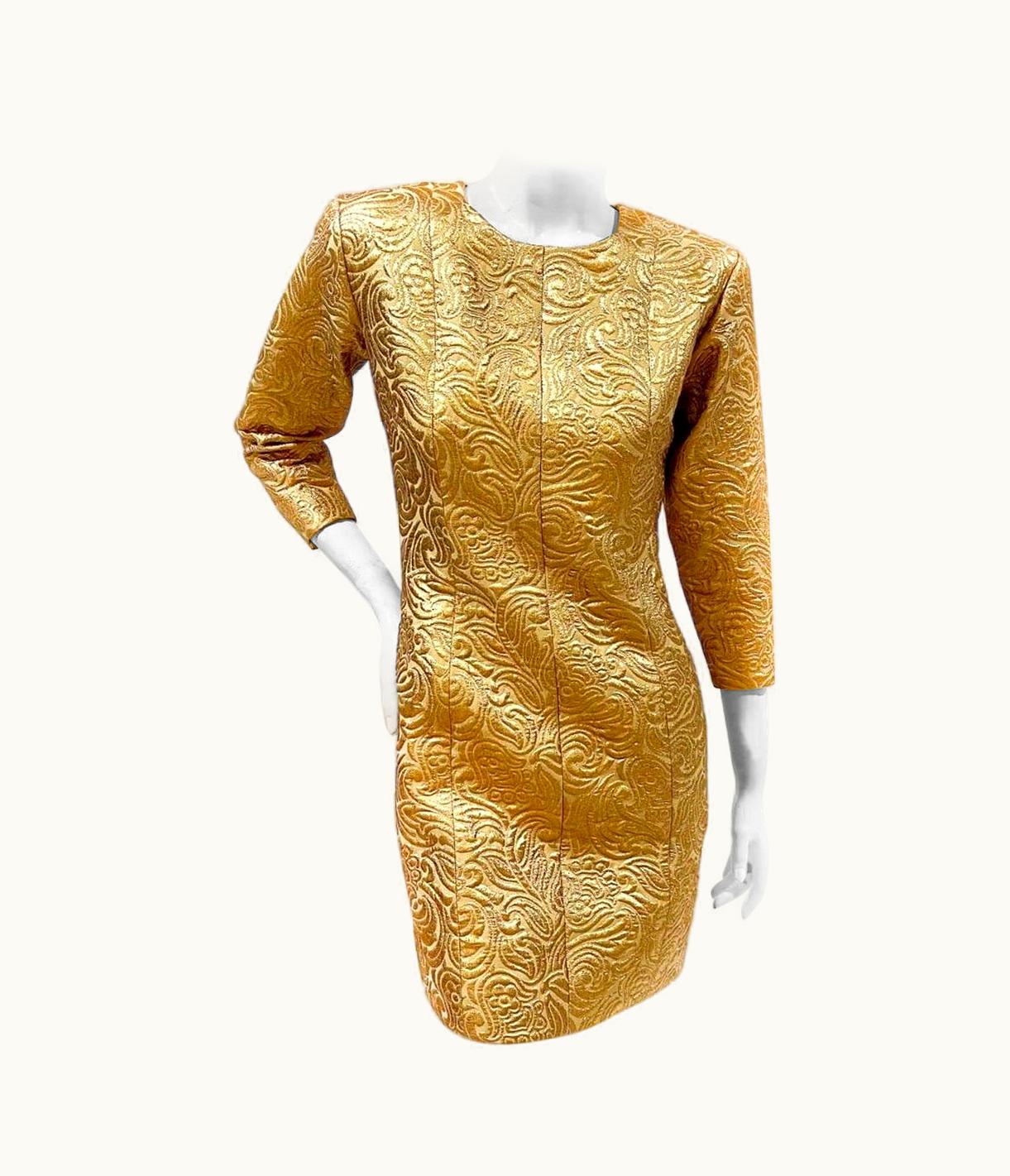 Saint Laurent Vintage YSL Gold Brocade Dress AW1991 1991