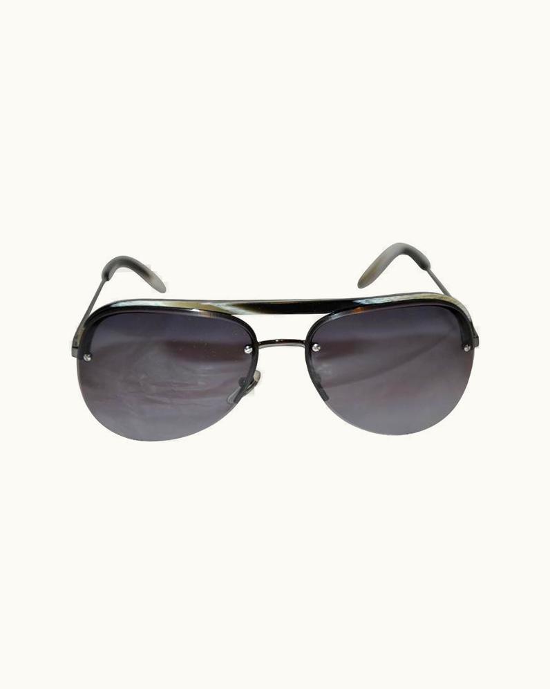 Saint Laurent Yves Saint Laurent Black & White Horn Accent With Black Hardware Sunglasses