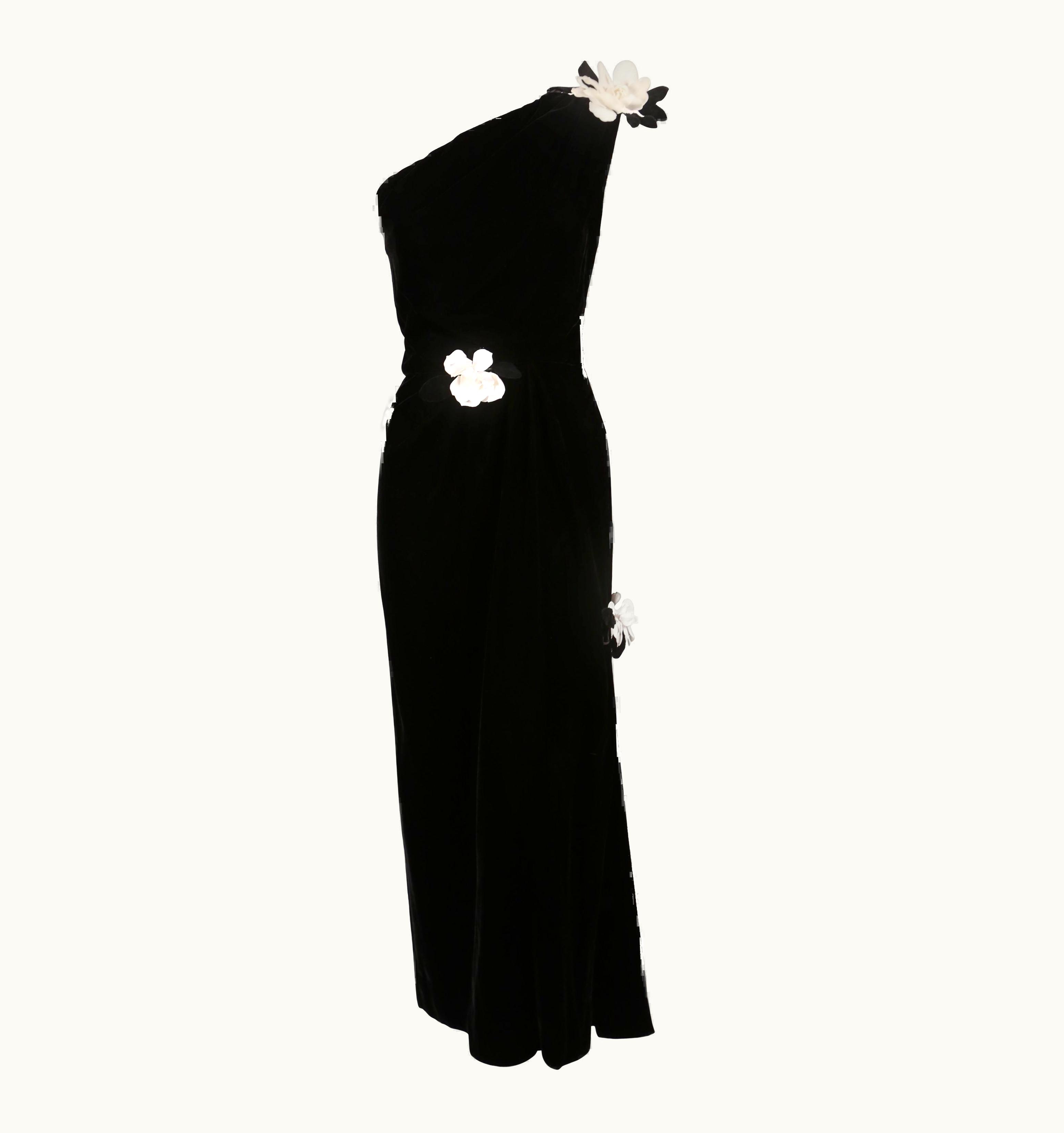 Saint Laurent 1990' Yves Saint Laurent Draped Black Velvet Gown
