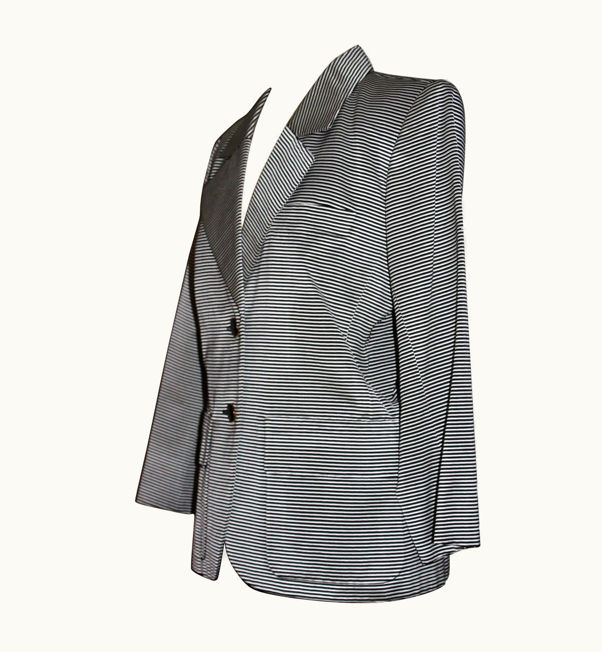 Saint Laurent Yves Saint Laurent Rive Gauche Black/White Pin Striped Jacket