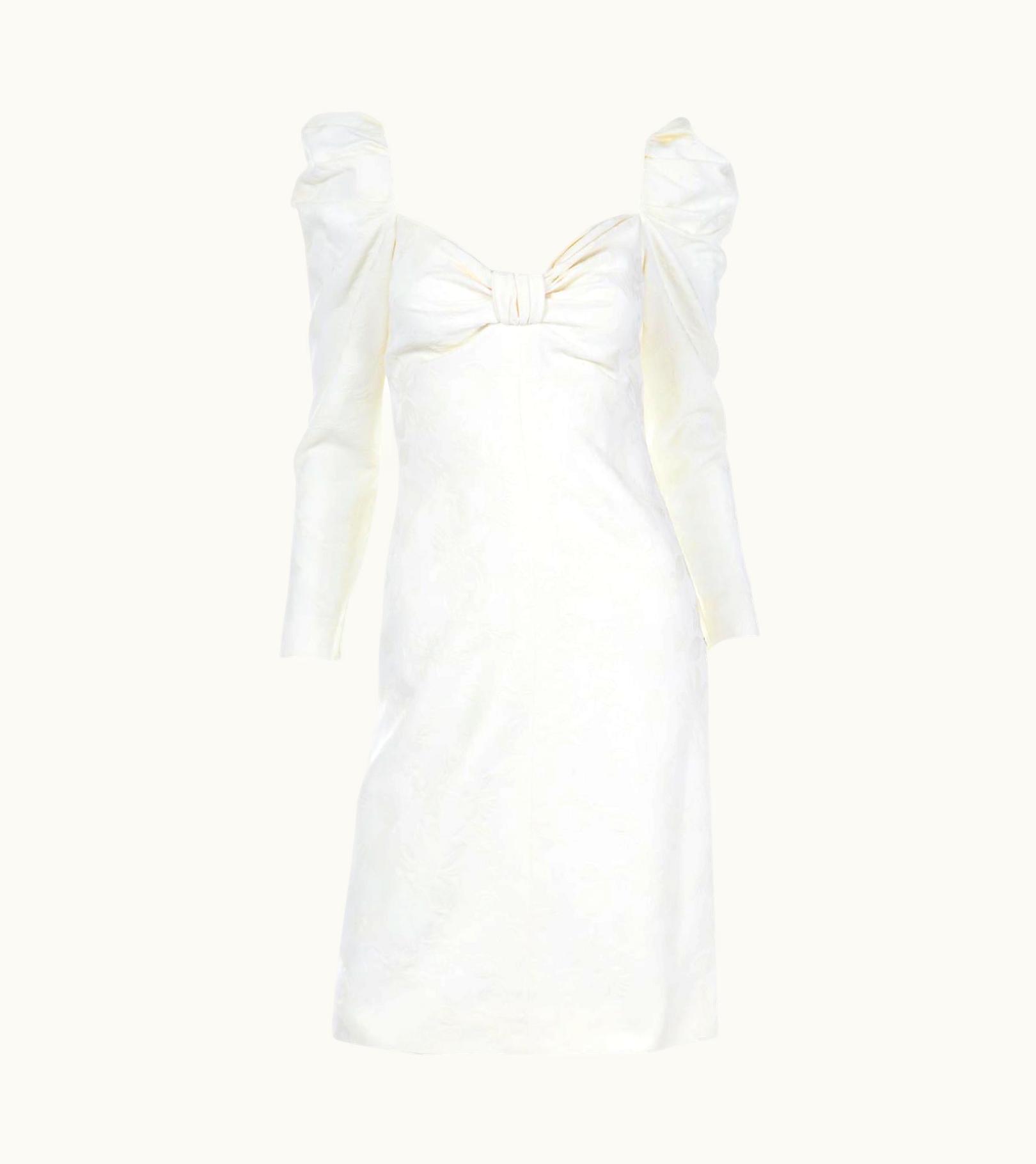 Saint Laurent Deadstock Vintage 1991 Yves Saint Laurent White Jacquard Dress W Tags