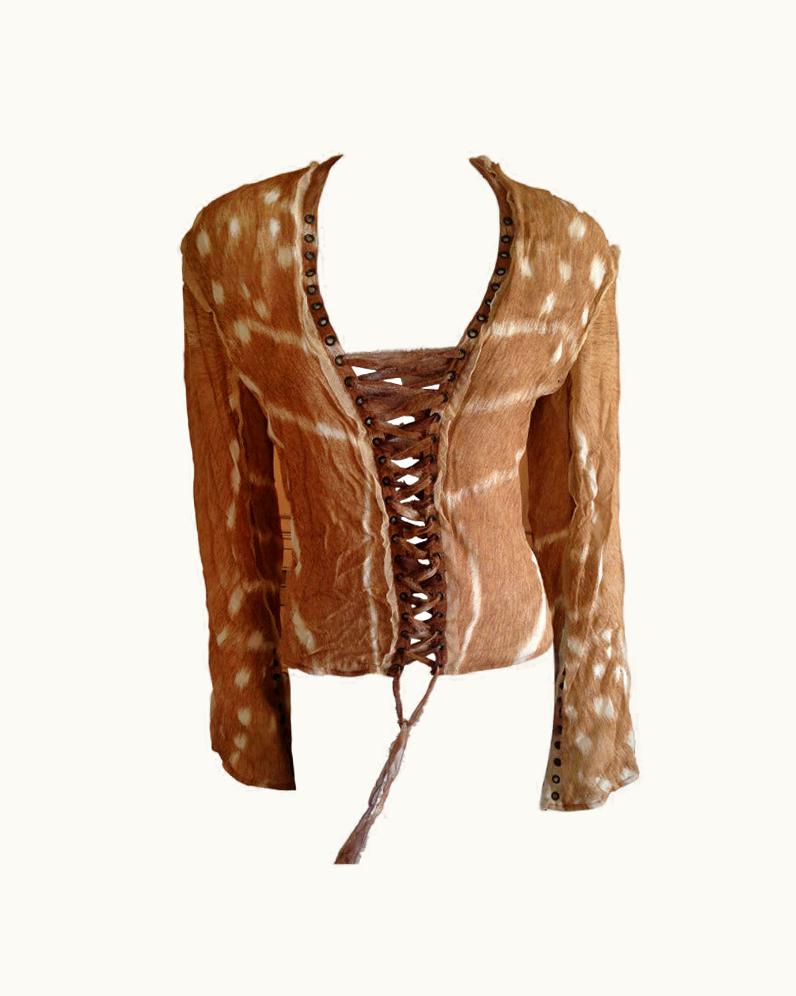 Saint Laurent YSL Tom Ford 1992 Mombassa Collection Corset Lace Silk Top