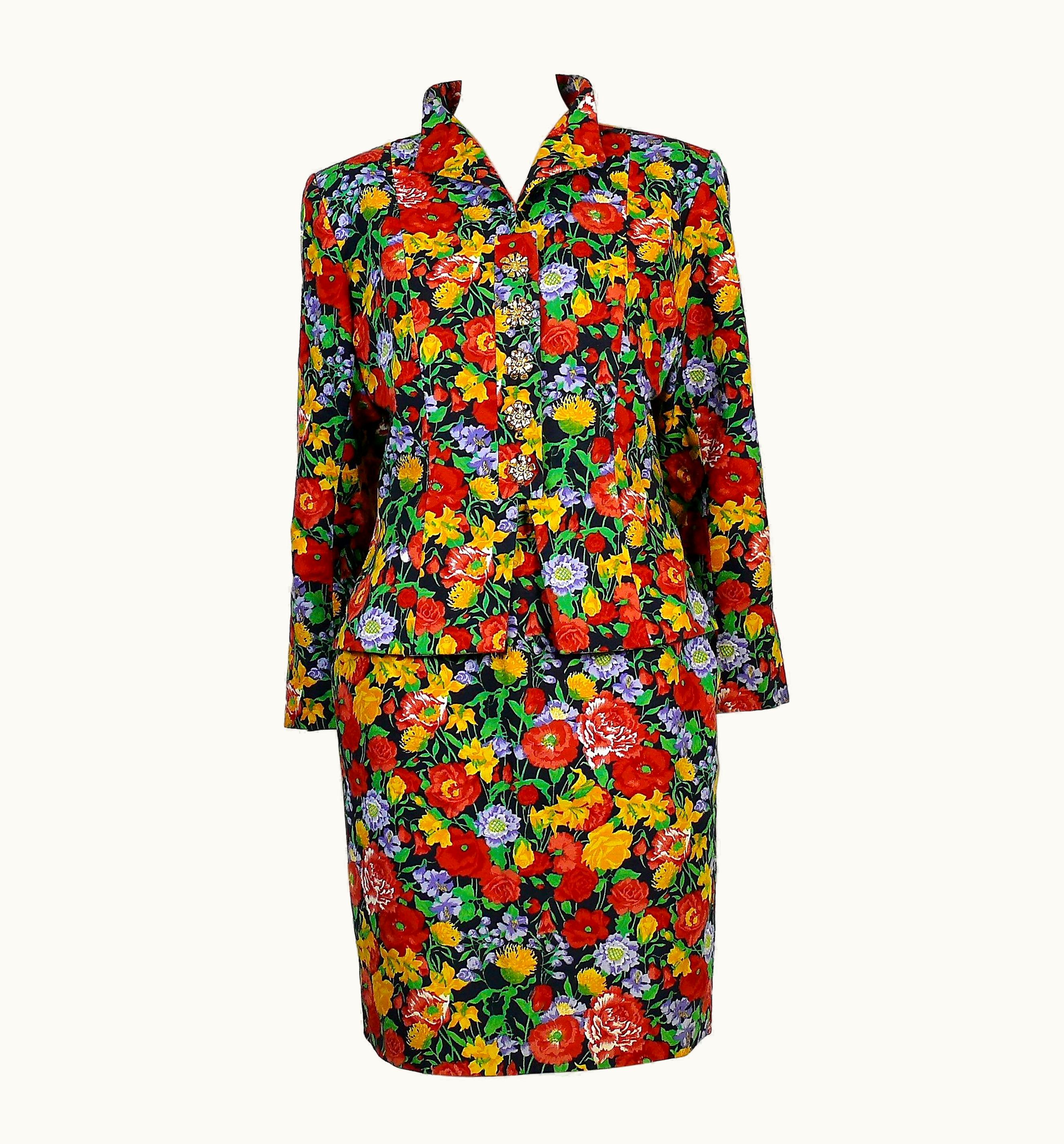 Saint Laurent Yves Saint Laurent YSL Vintage Floral Print Skirt Suit Spring/Summer 1992