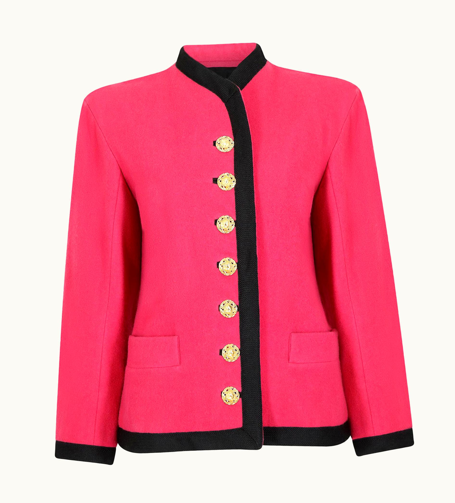 Saint Laurent Runway Worn Yves Saint Laurent 1994 Pink Wool Trimmed Jacket