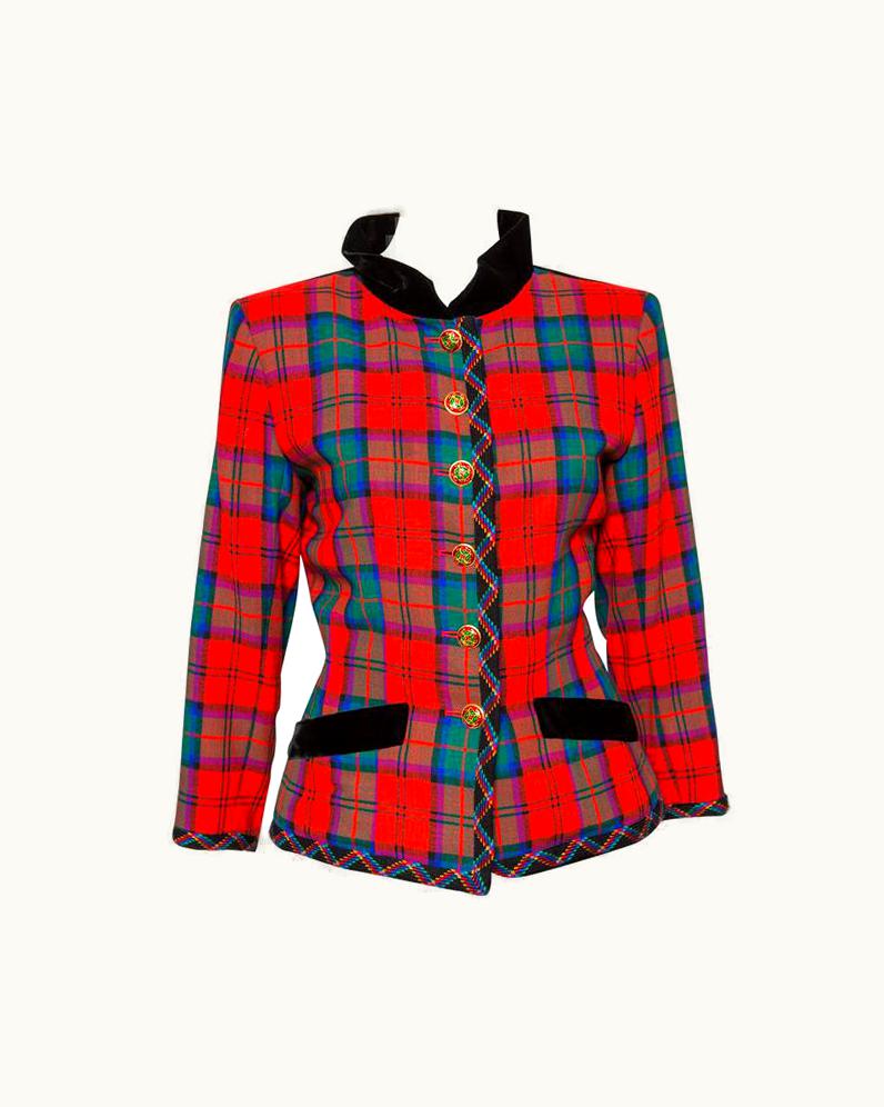 Saint Laurent 1994s Yves Saint Laurent Collector Red And Green Wool Tartan Jacket
