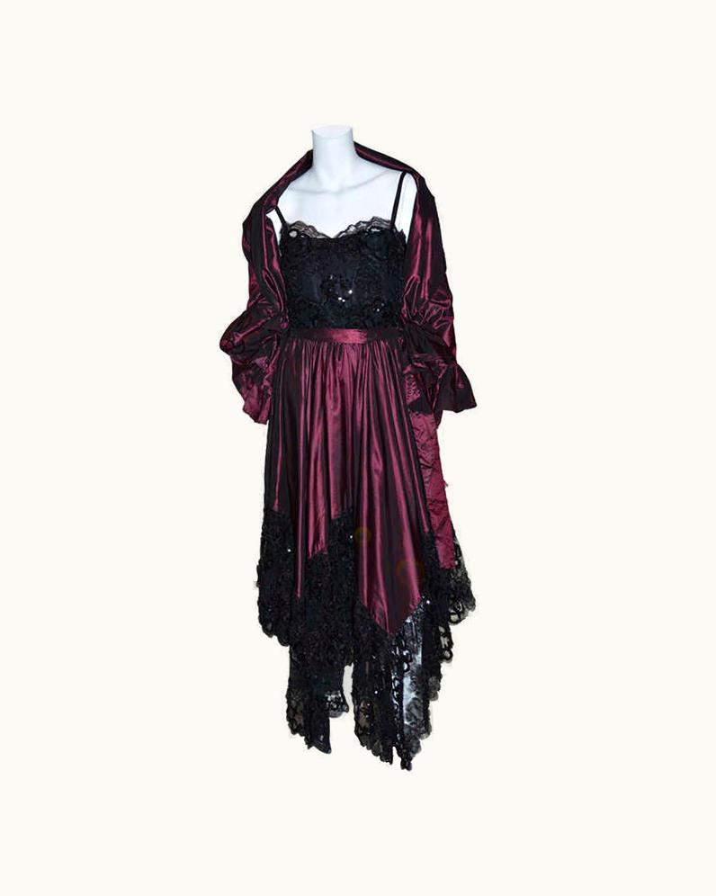Saint Laurent Yves Saint Laurent Vintage YSL Taffeta And Lace Gown