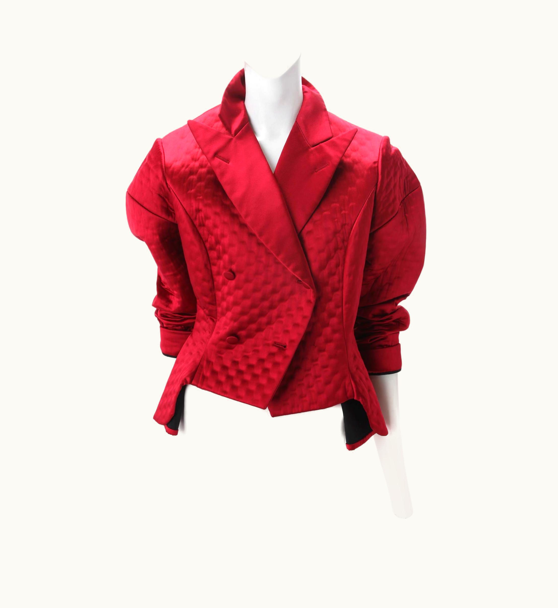 Saint Laurent Yves Saint Laurent Red Satin Double-Breasted Jacket, AW