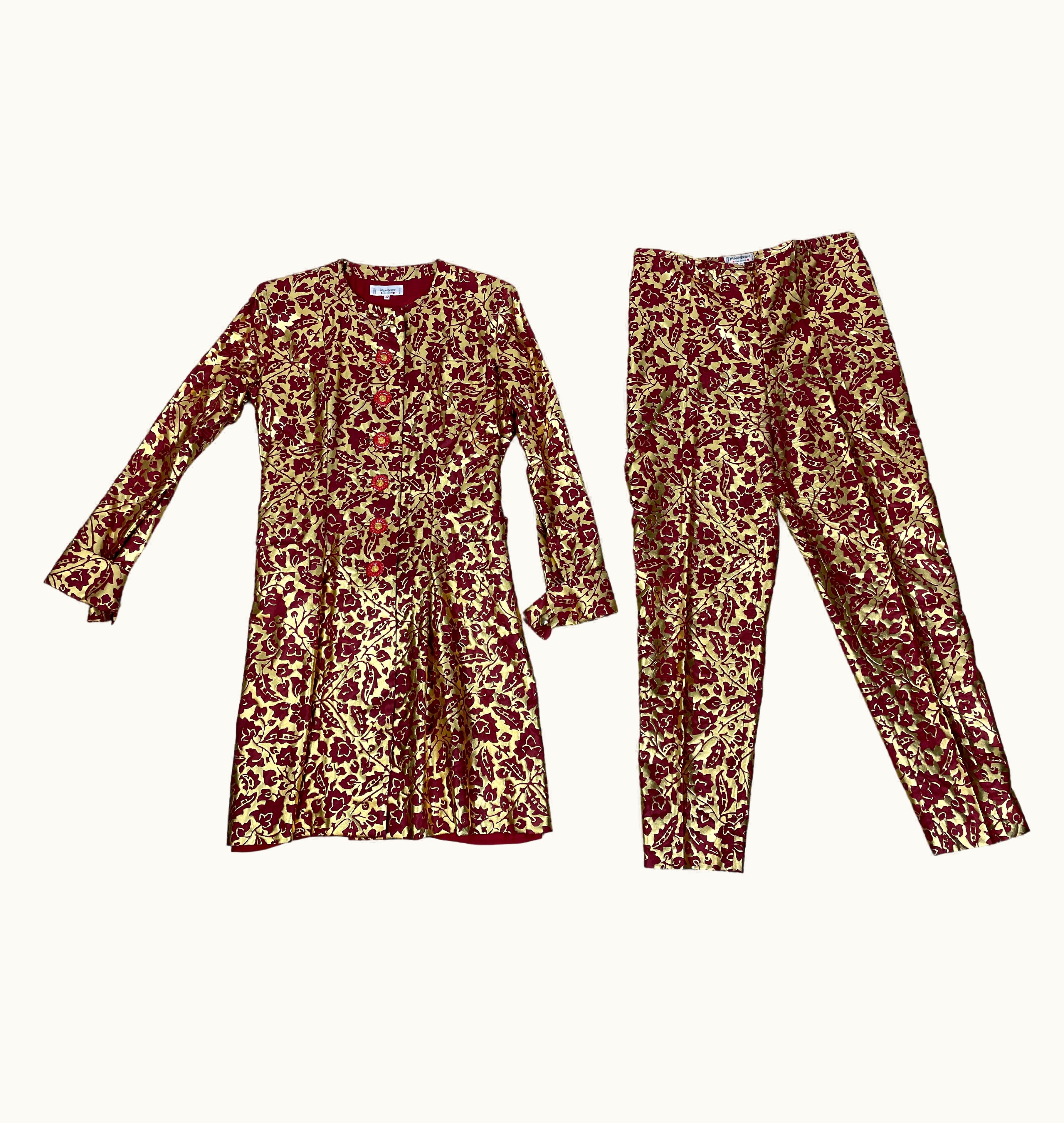 Saint Laurent Yves Saint Laurent AW 1998 Gold & Bordeaux Suit