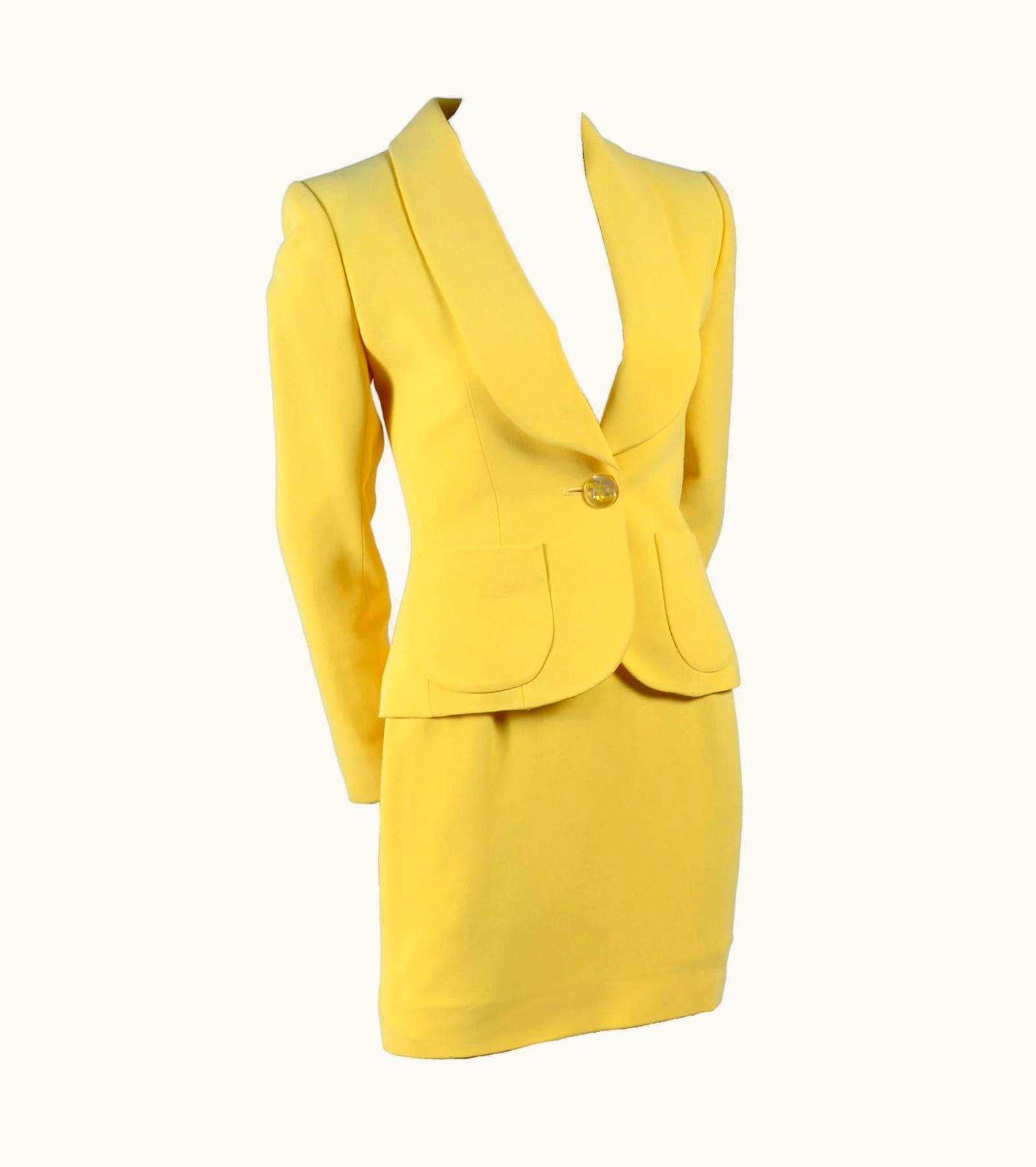 Saint Laurent Yves Saint Laurent YSL Yellow Jacket And Mini Skirt Suit, Spring S/S Summer 1998