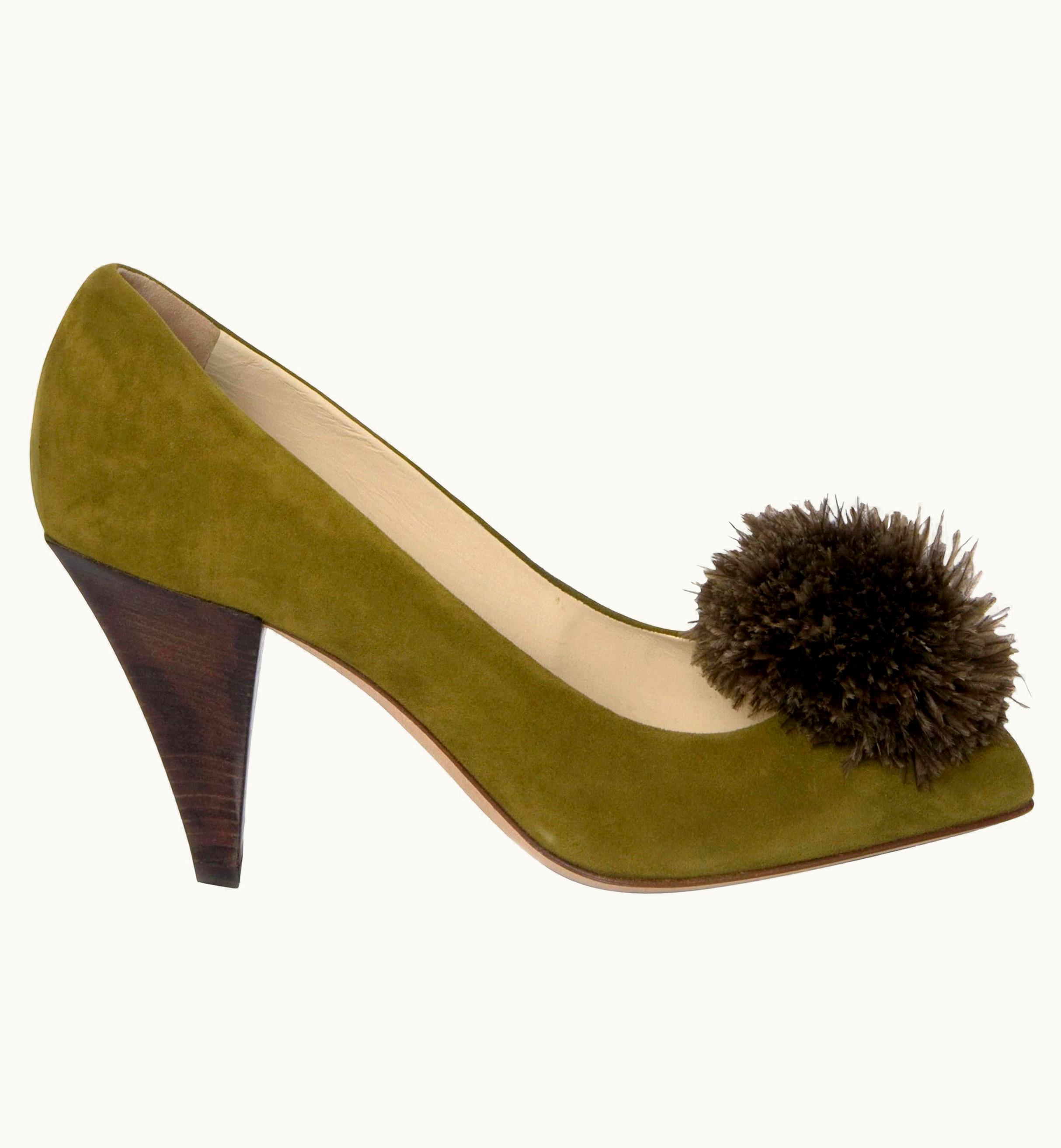 Saint Laurent Yves Saint Laurent YSL Avocado Heels Suede Pumps