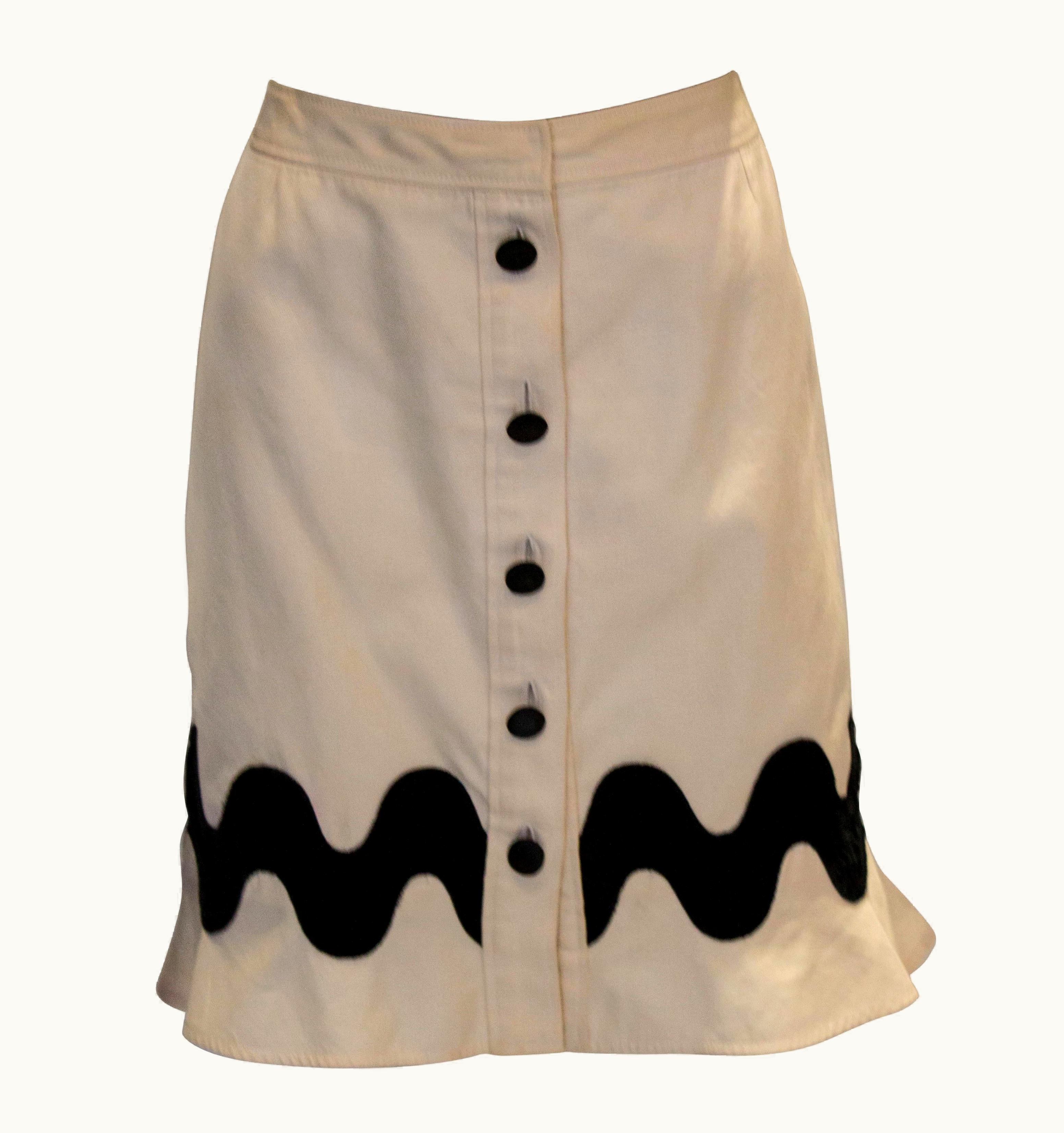 Saint Laurent Yves Saint Laurent Rive Gauche White And Black Skirt