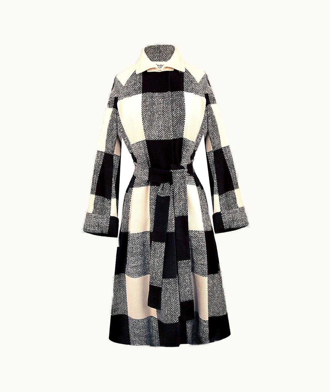 Saint Laurent Yves Saint Laurent Oversize Checkered Cotton Coat