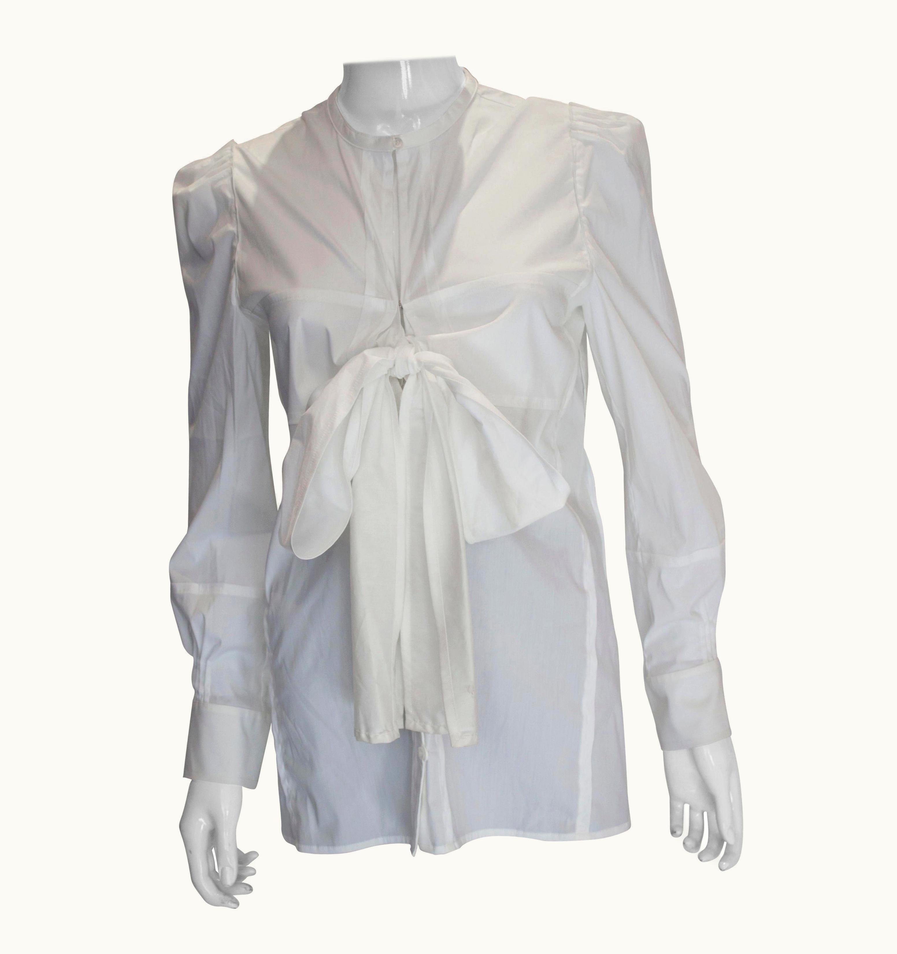 Saint Laurent White Cotton Shirt By Yves Saint Laurent Rive Gauche