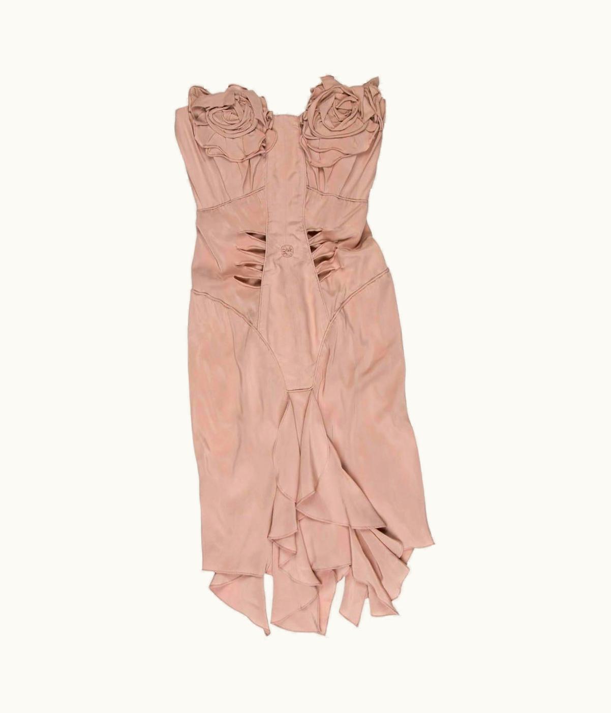 Saint Laurent Yves Saint Laurent Rive Gauche By Tom Ford Strapless Dress With Slashes